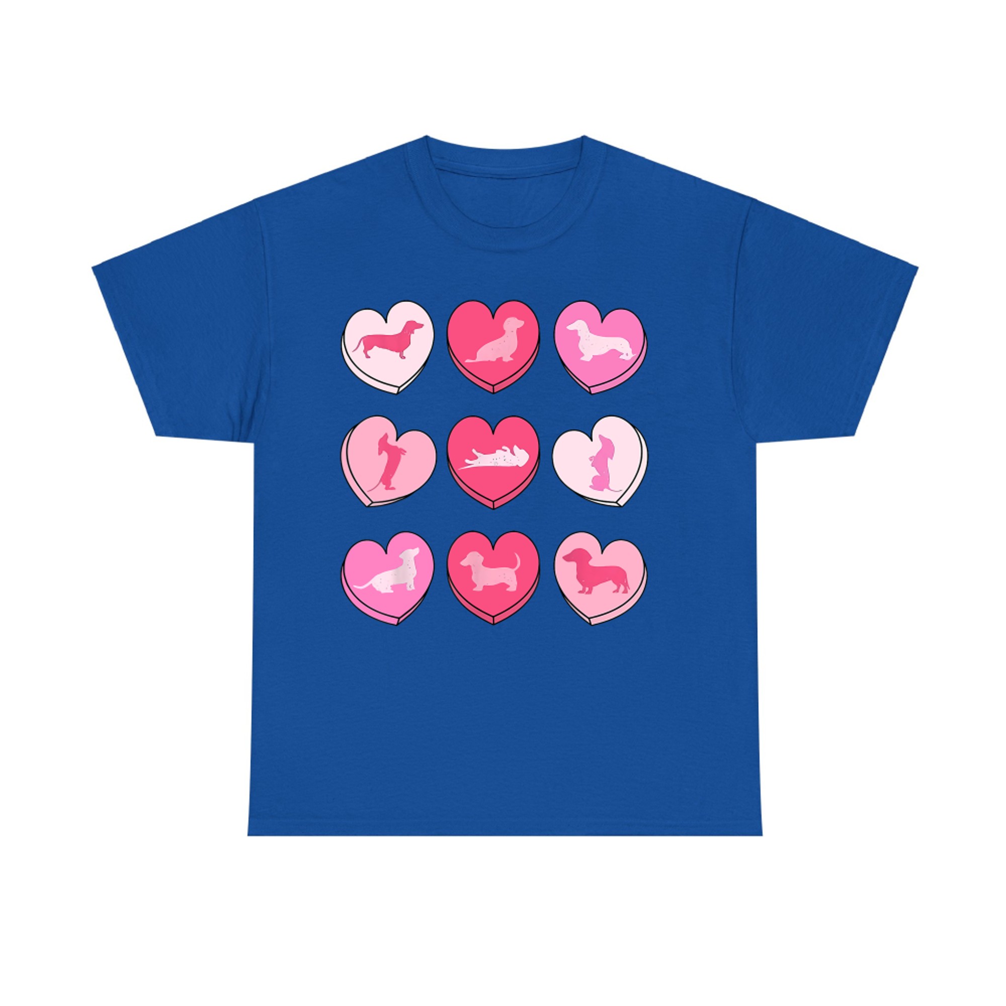 Valentine Wiener Dog Heart Grid Dachshund Lovers T-Shirt