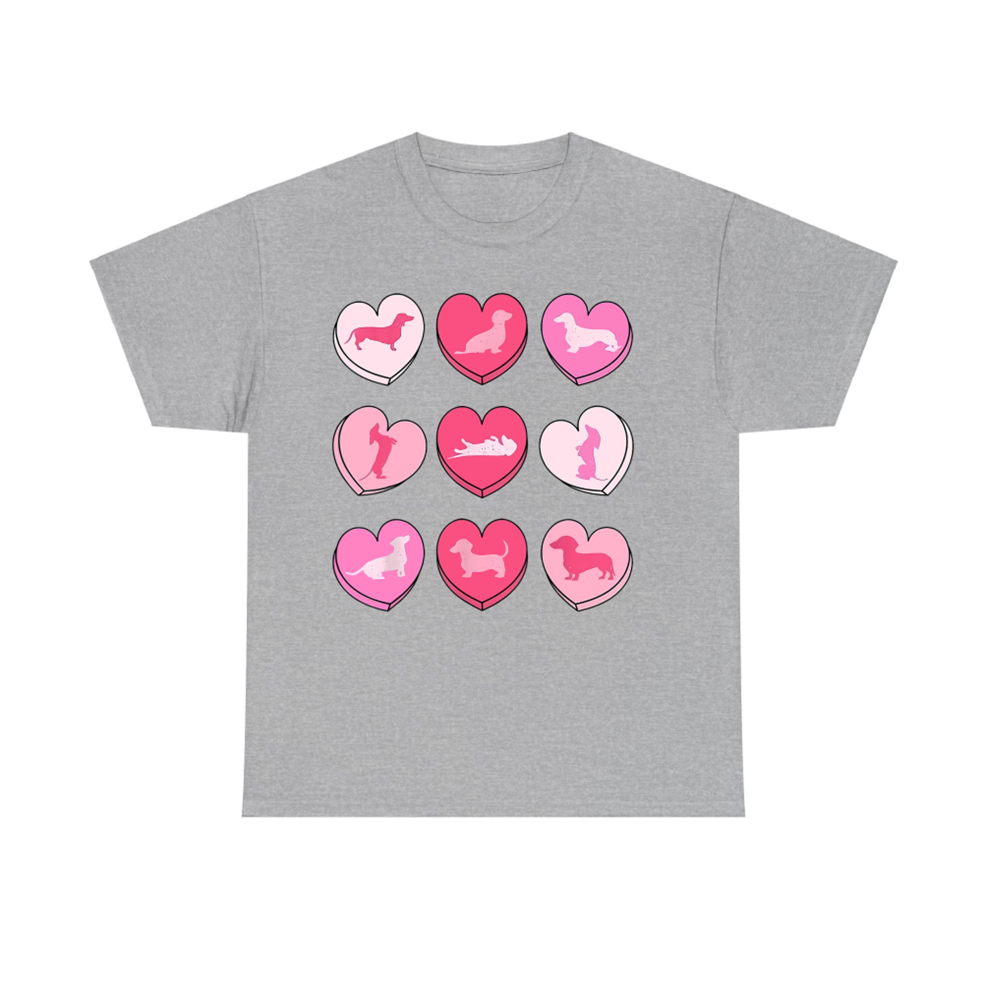 Valentine Wiener Dog Heart Grid Dachshund Lovers T-Shirt