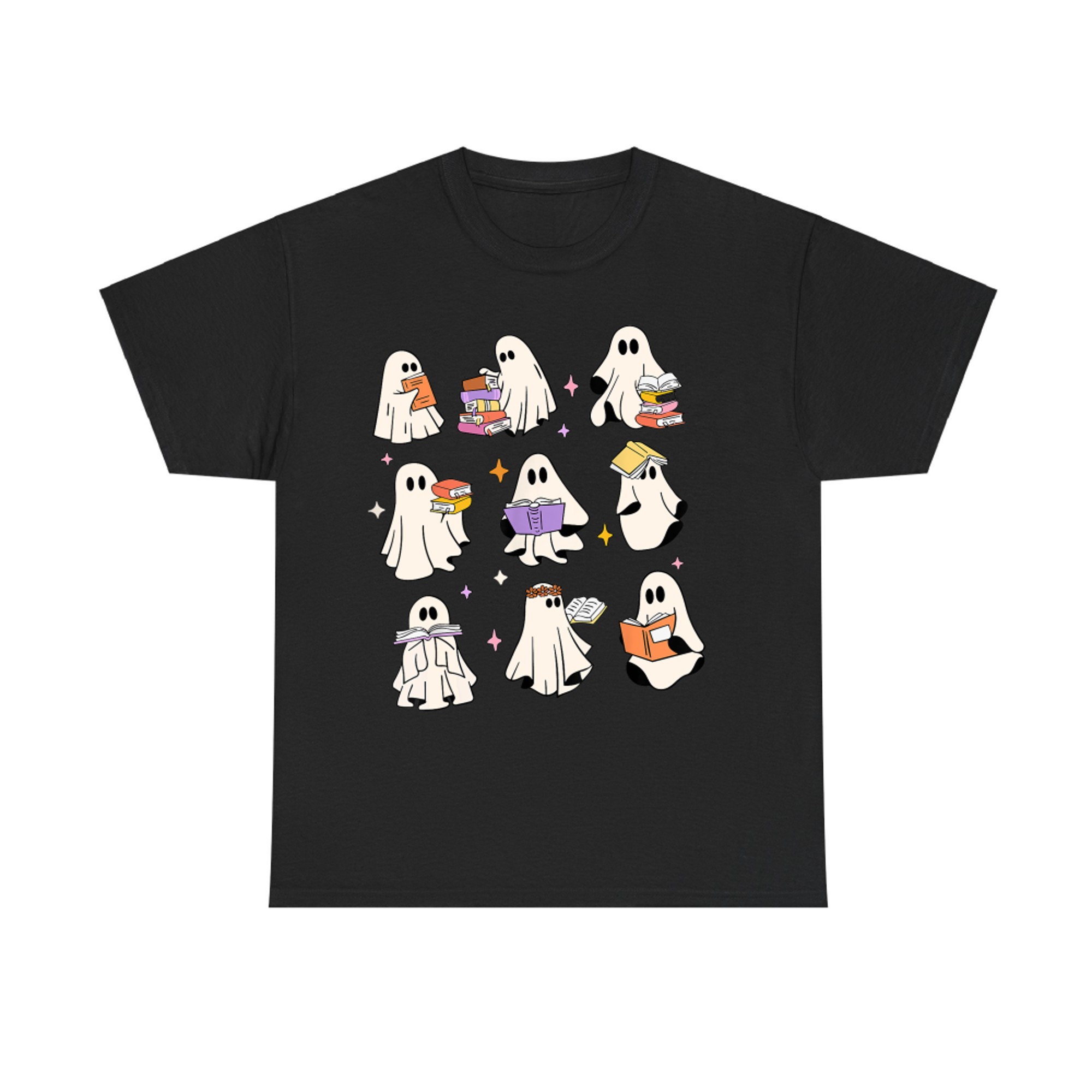 Vintage Halloween Reading Ghost Autumn Fall Spooky T-Shirt