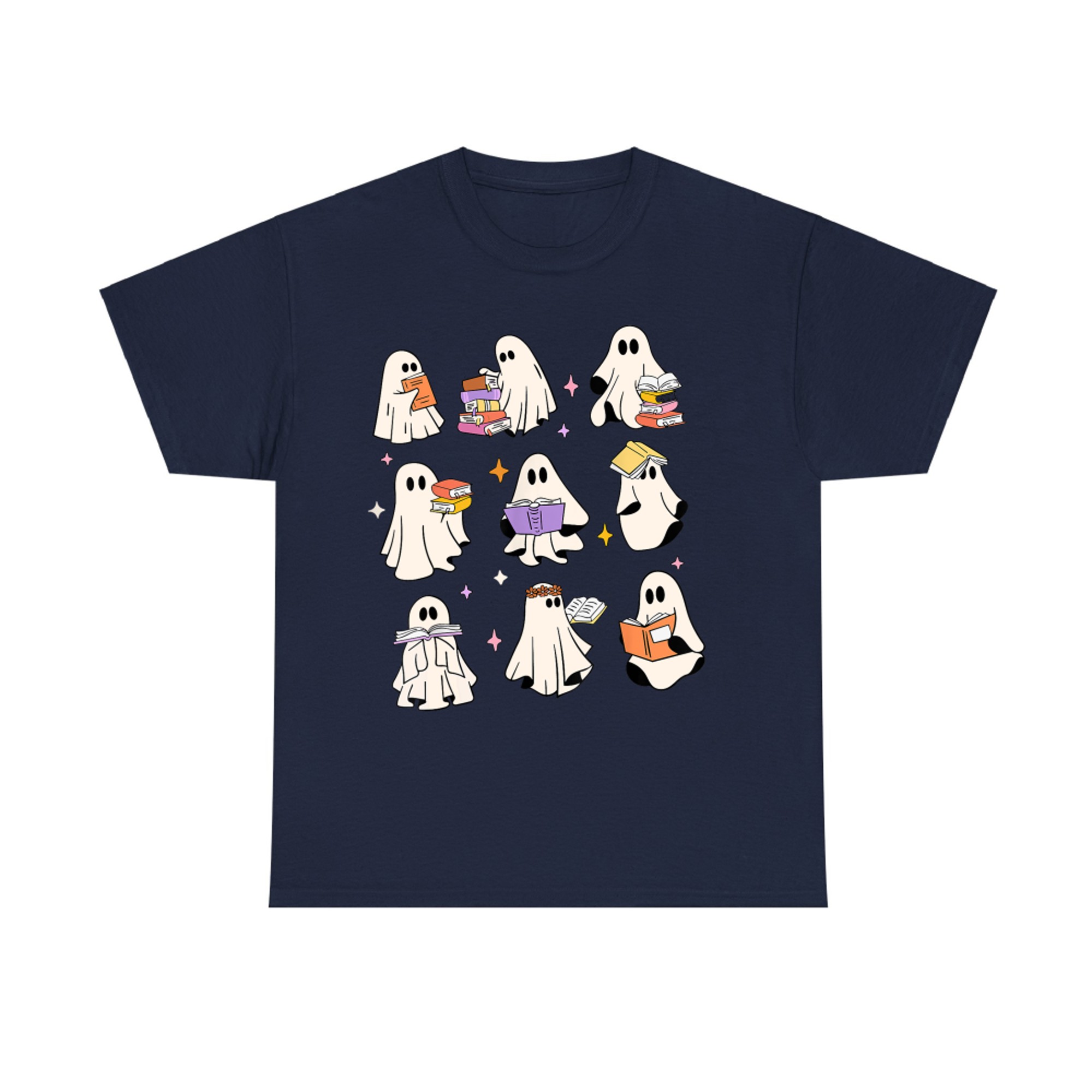 Vintage Halloween Reading Ghost Autumn Fall Spooky T-Shirt