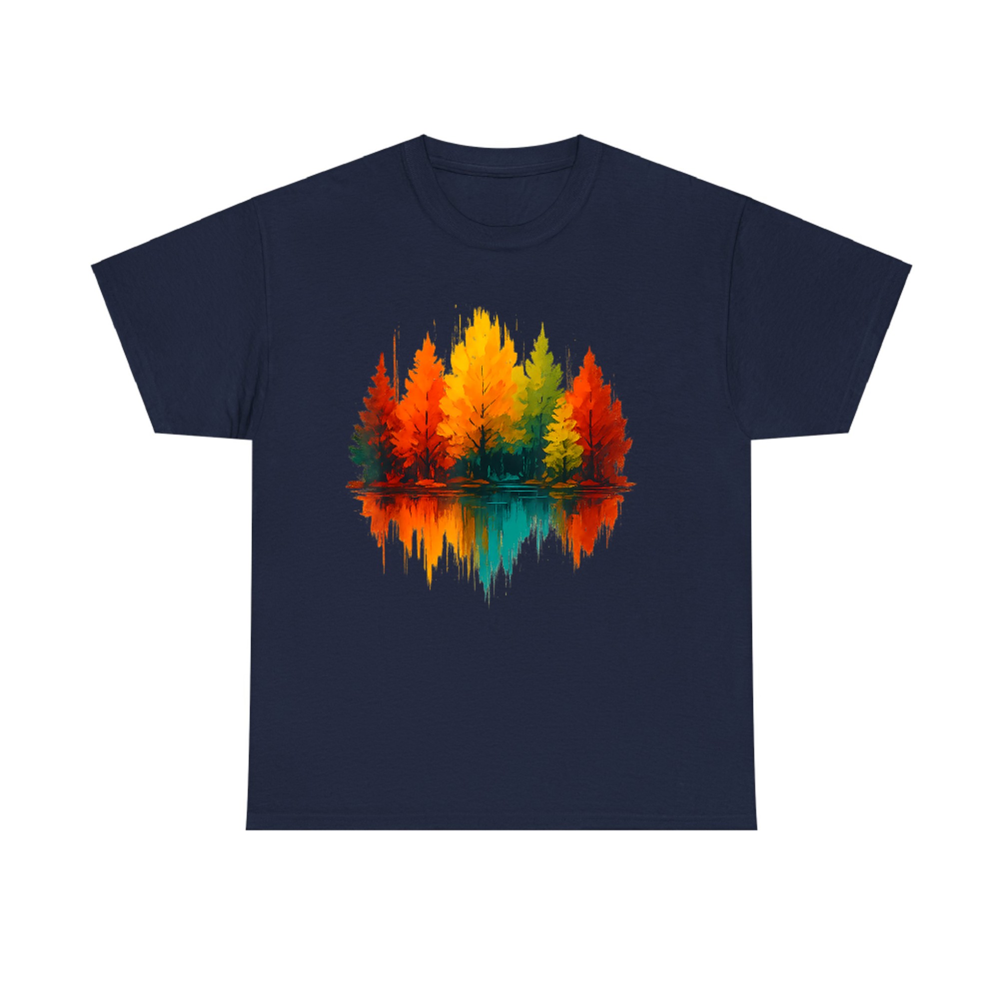 Colorful Forest Reflection Abstract Nature Tree Landscape T-Shirt