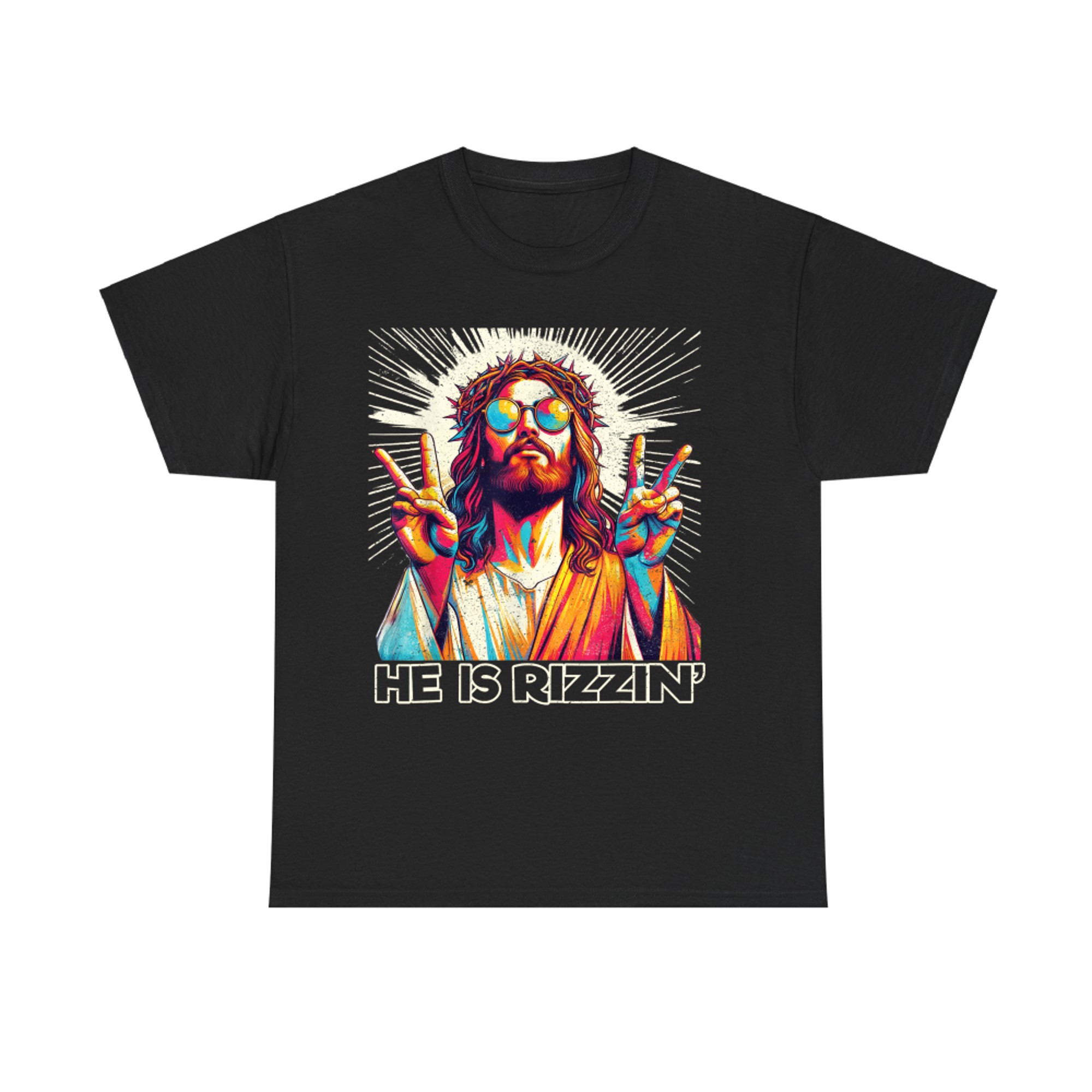 He Is Rizzin Funny Retro Jesus Meme Easter Christian Aesthetic T-Shirt