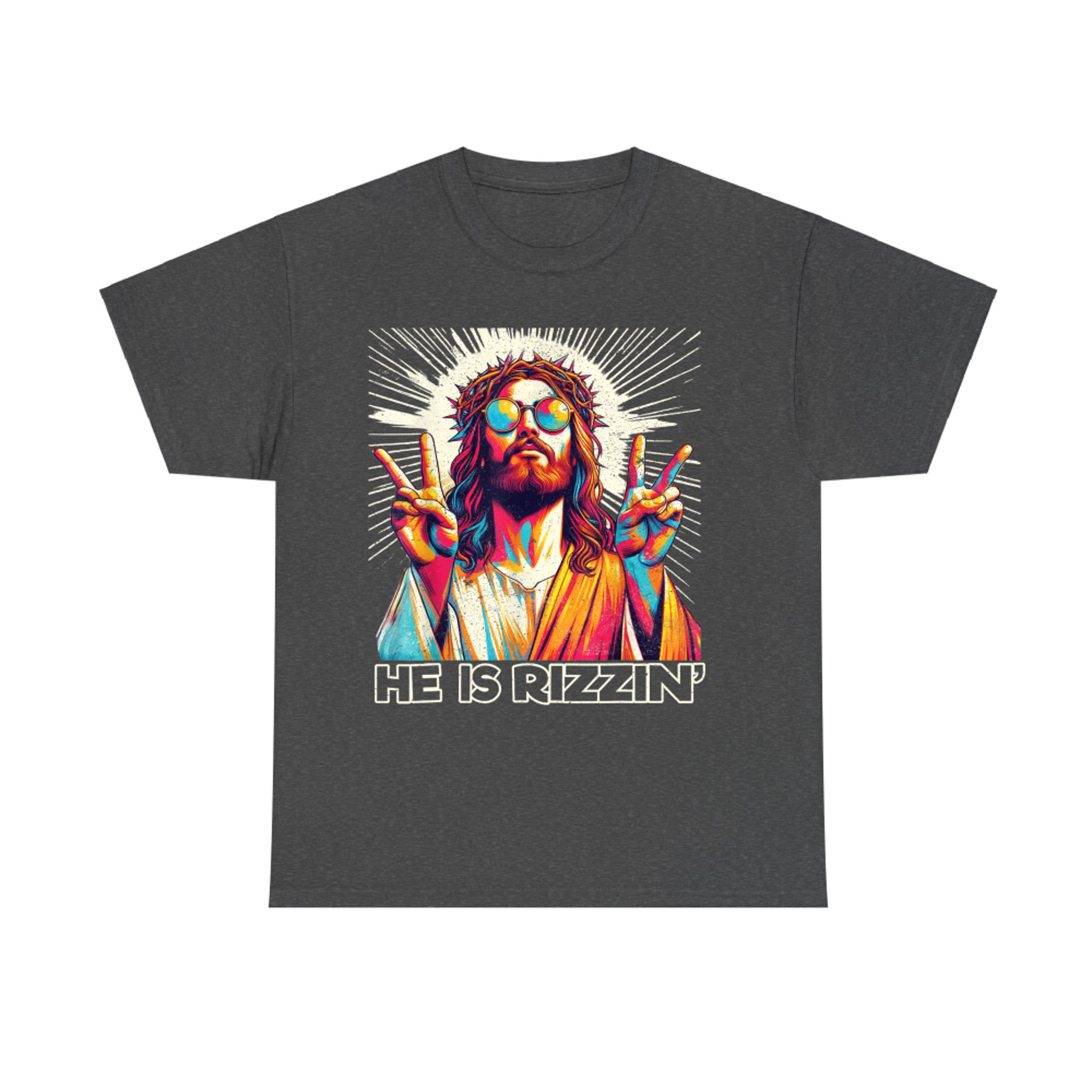 He Is Rizzin Funny Retro Jesus Meme Easter Christian Aesthetic T-Shirt