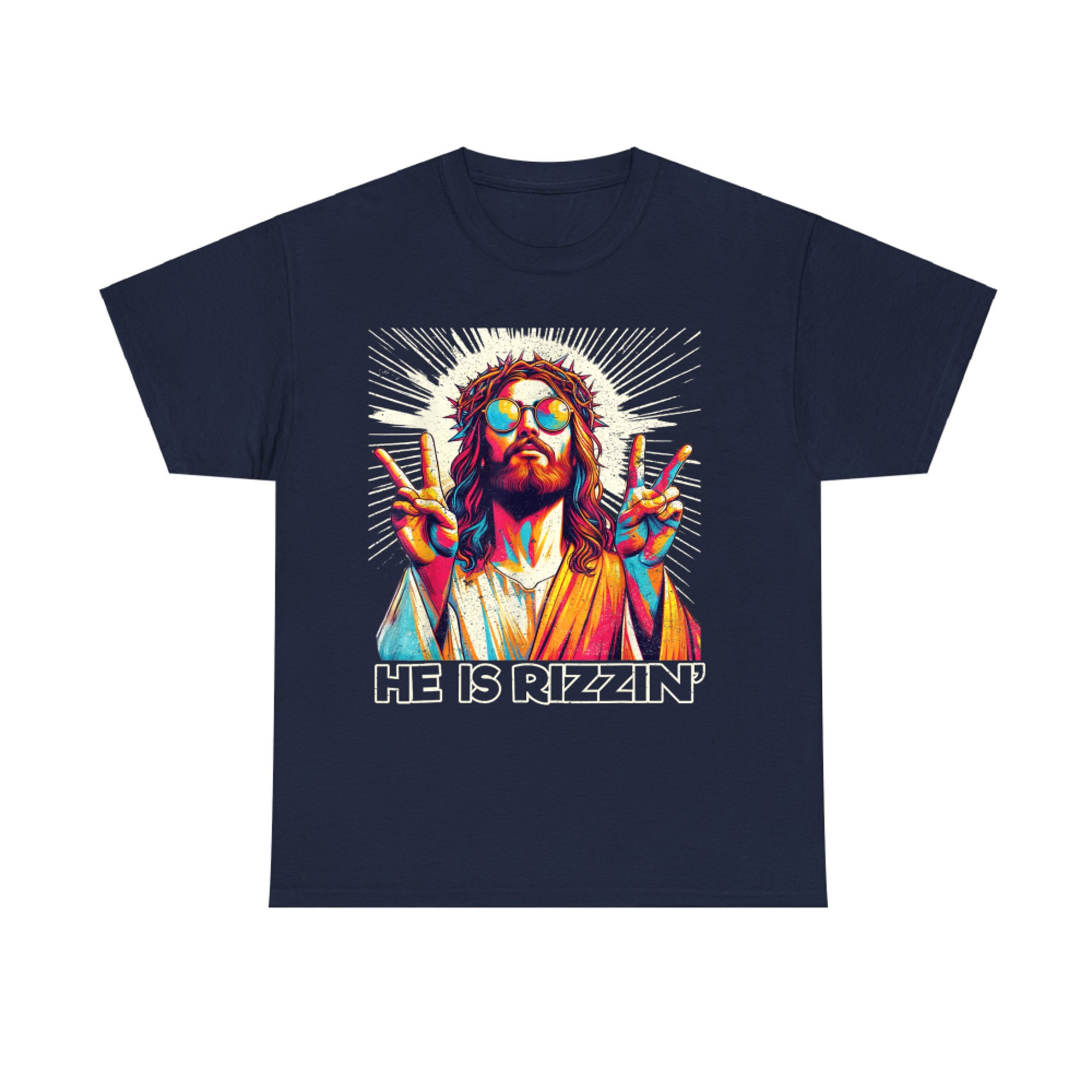 He Is Rizzin Funny Retro Jesus Meme Easter Christian Aesthetic T-Shirt