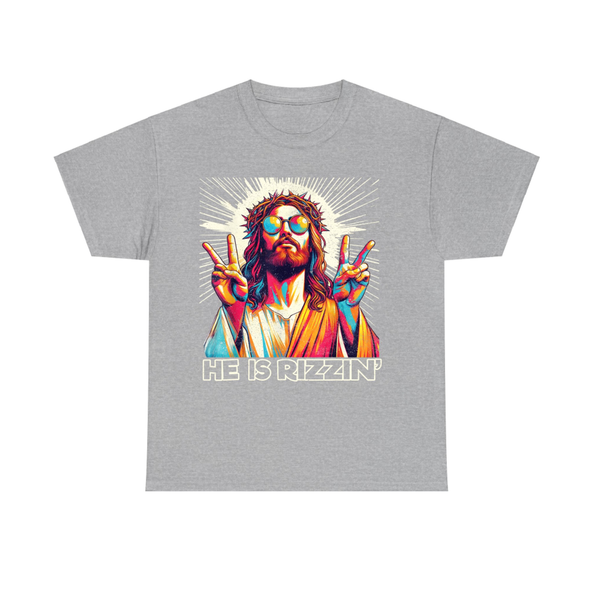 He Is Rizzin Funny Retro Jesus Meme Easter Christian Aesthetic T-Shirt