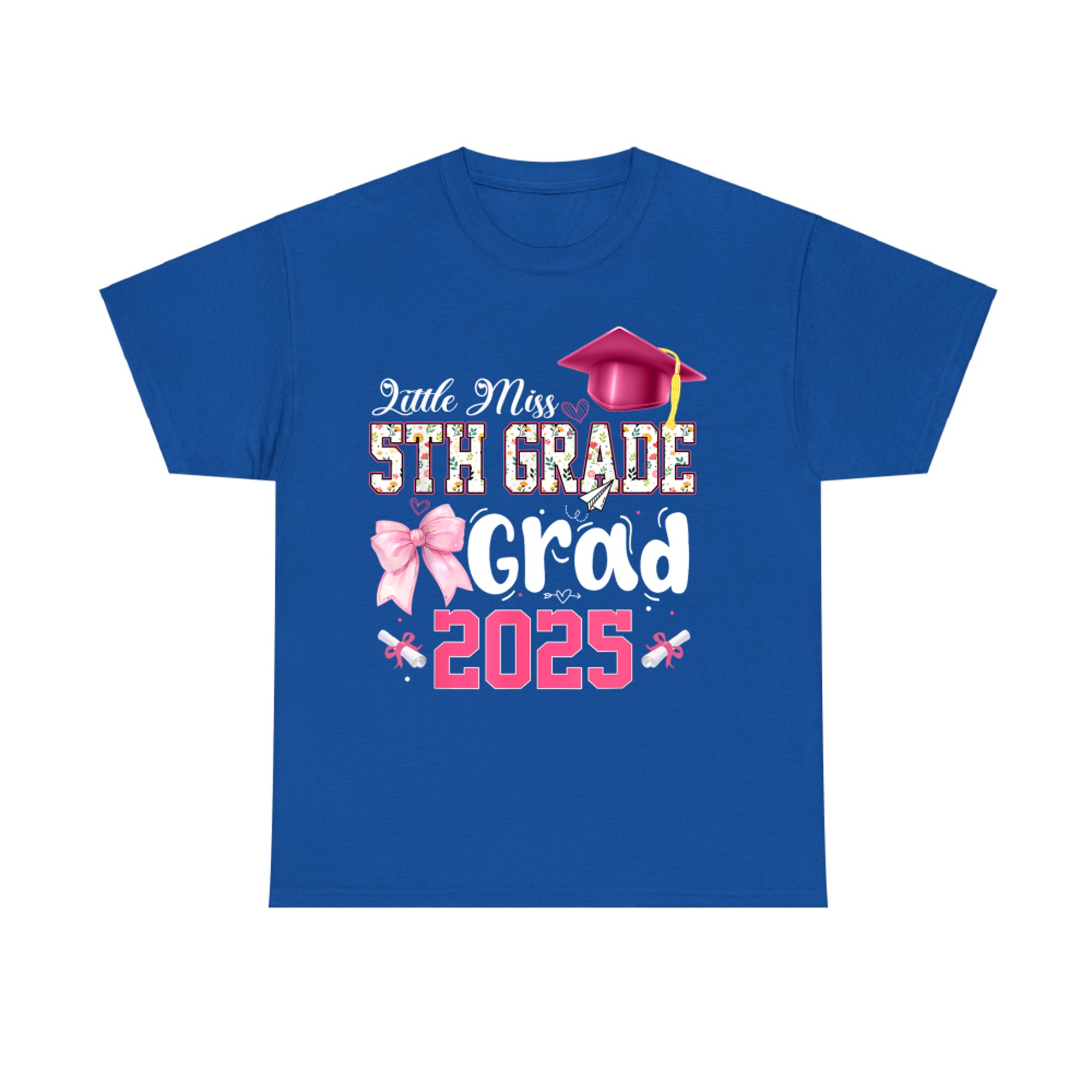 Little Miss 5th Grade Graduation Coquette Pink Bow T-Shirt