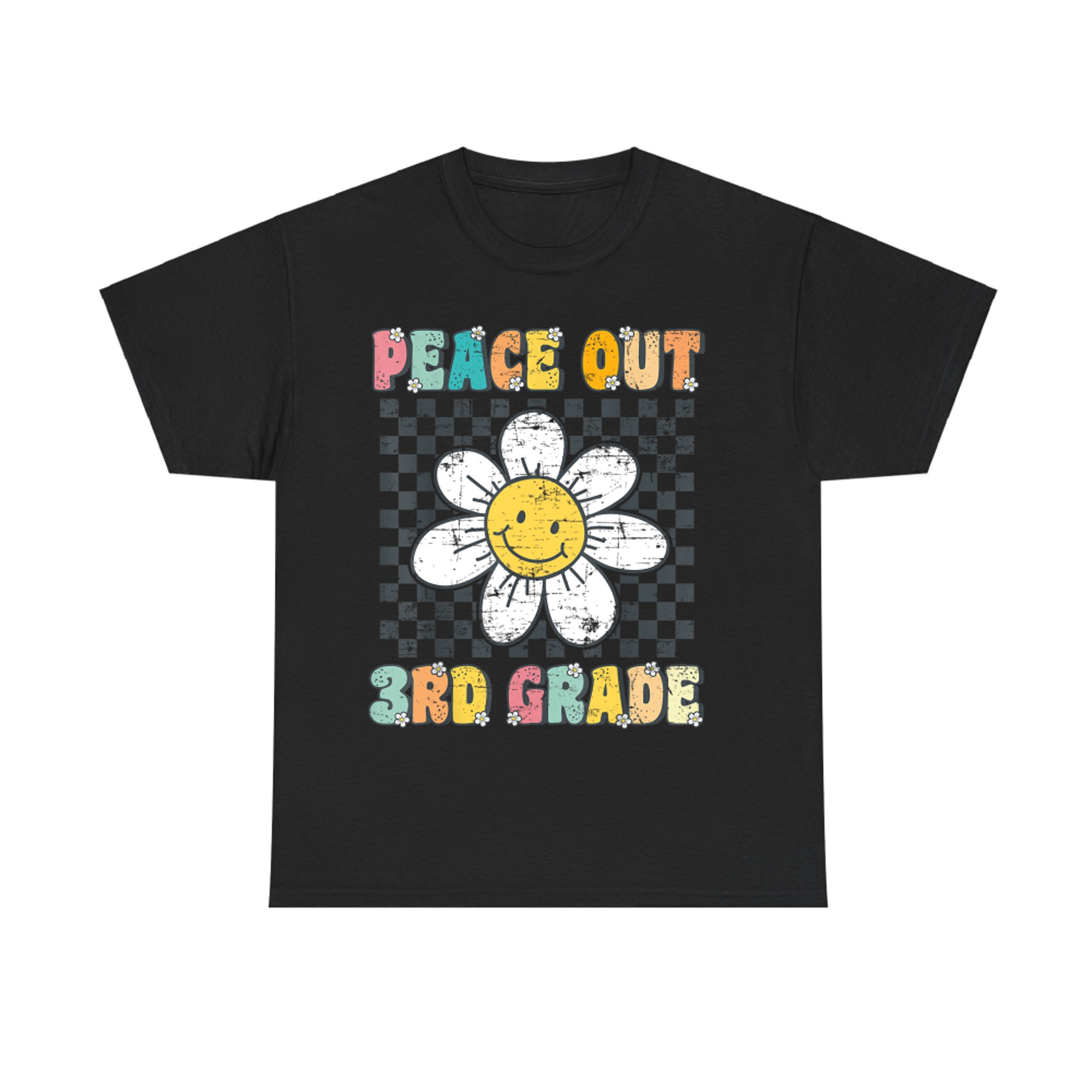 Peace Out 3rd Grade Retro Daisy Smiley Face Last Day of School T-Shirt
