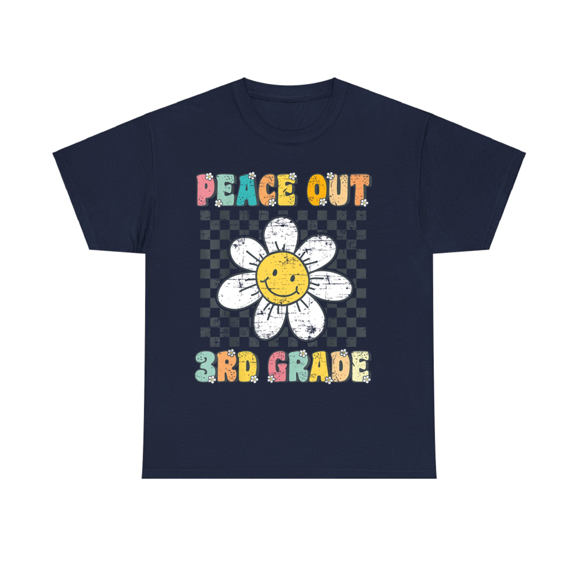Peace Out 3rd Grade Retro Daisy Smiley Face Last Day of School T-Shirt