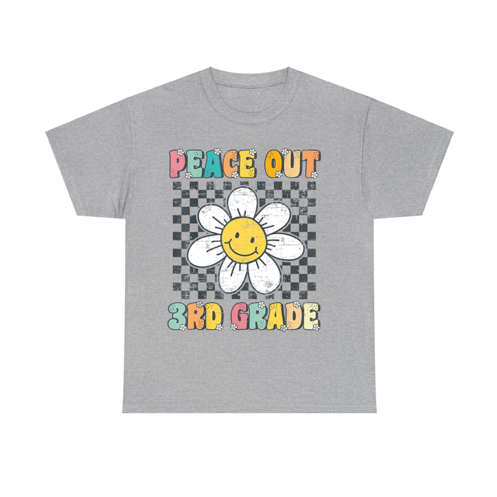 Peace Out 3rd Grade Retro Daisy Smiley Face Last Day of School T-Shirt