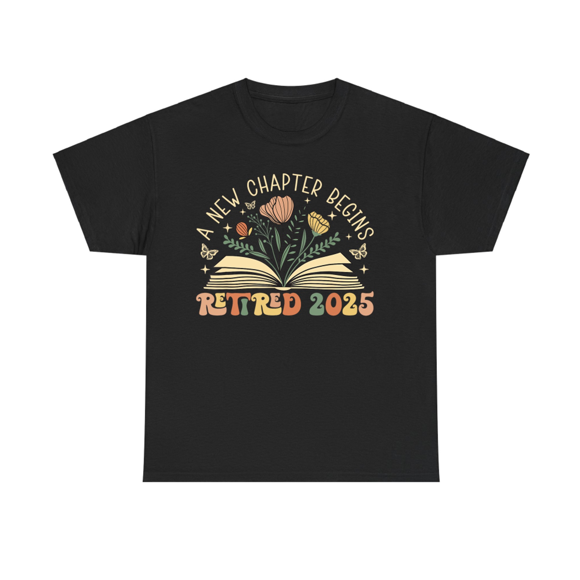 Retired Teacher A New Chapter Begins Floral Book T-Shirt