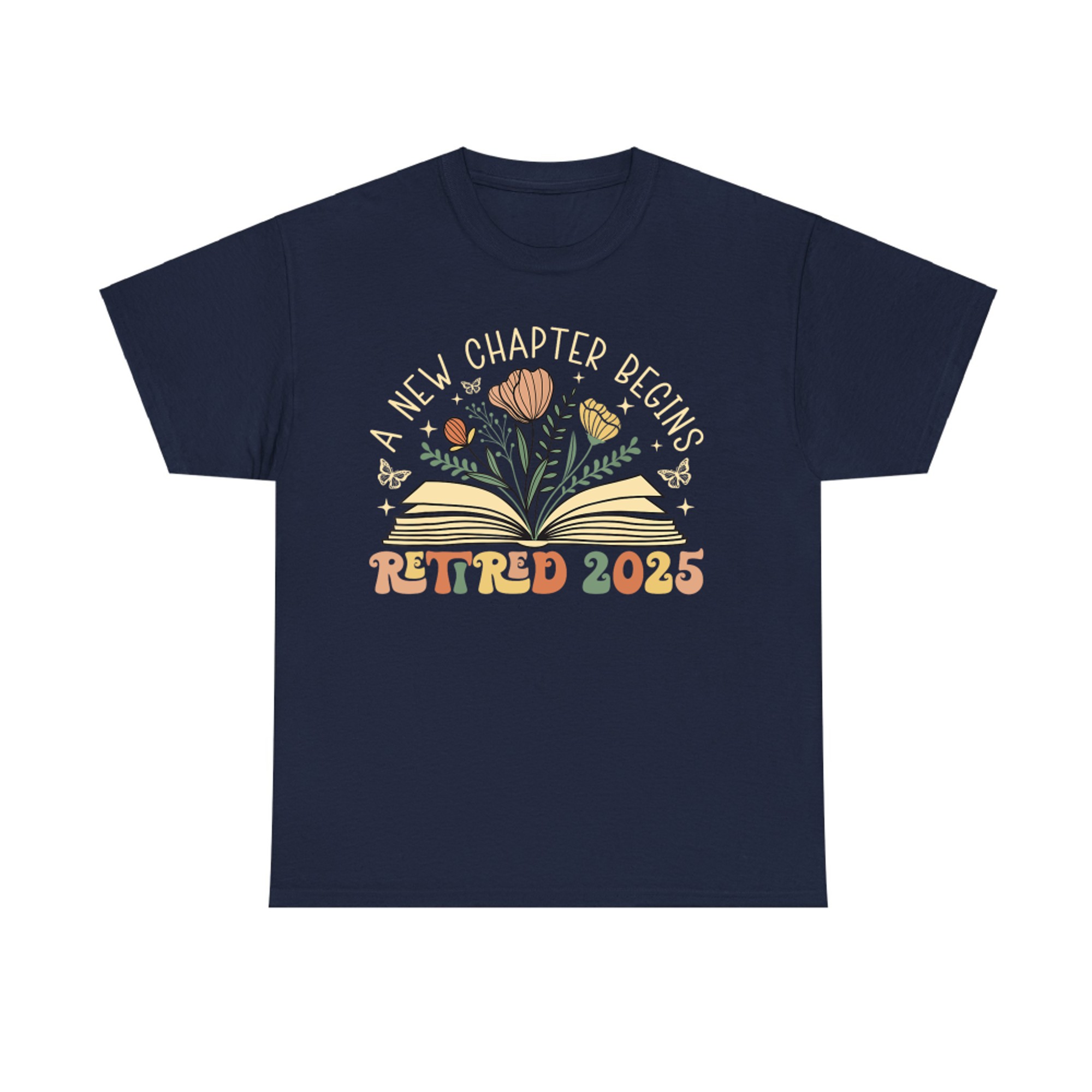 Retired Teacher A New Chapter Begins Floral Book T-Shirt