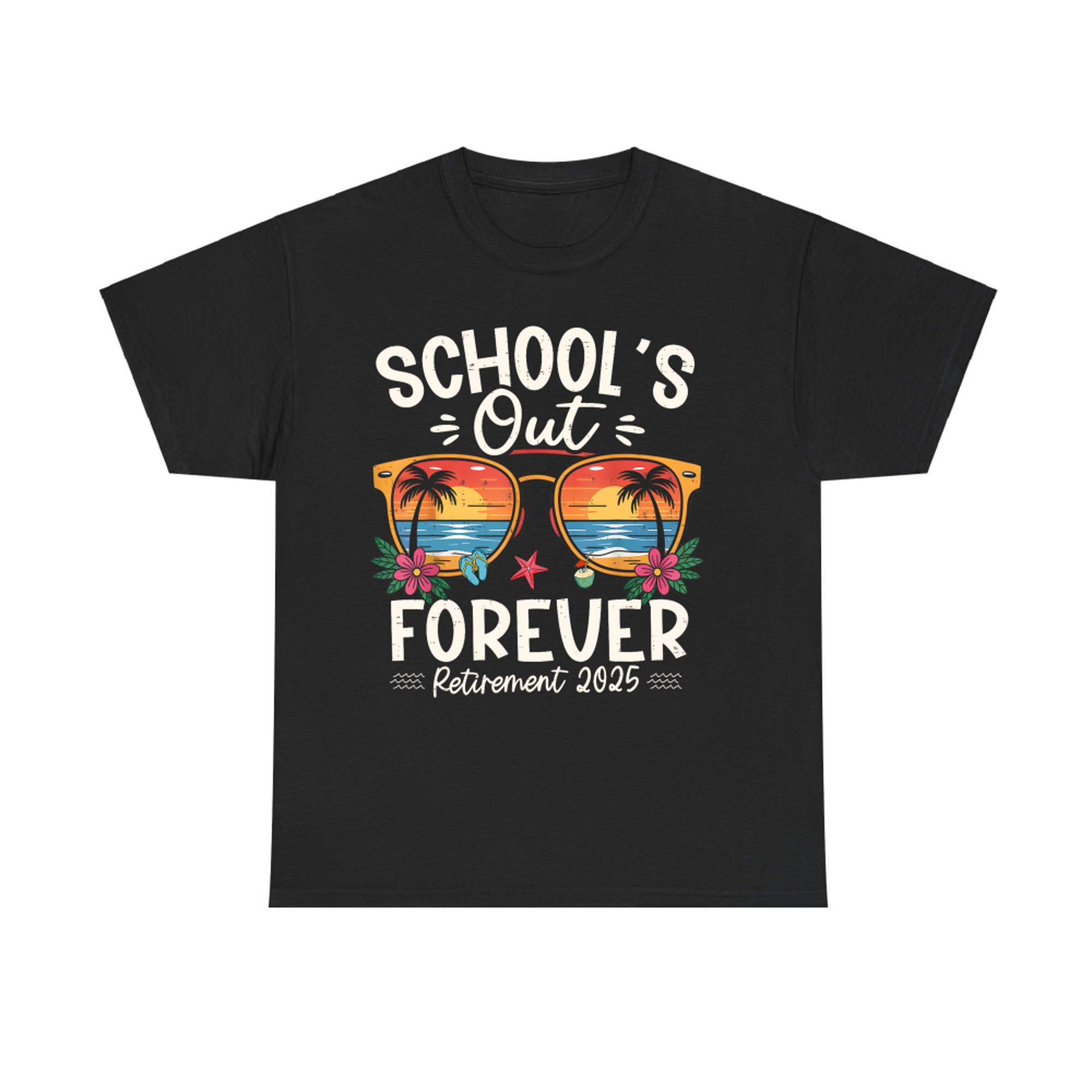 Retro School’s Out Forever Tropical Sunset Retirement T-Shirt