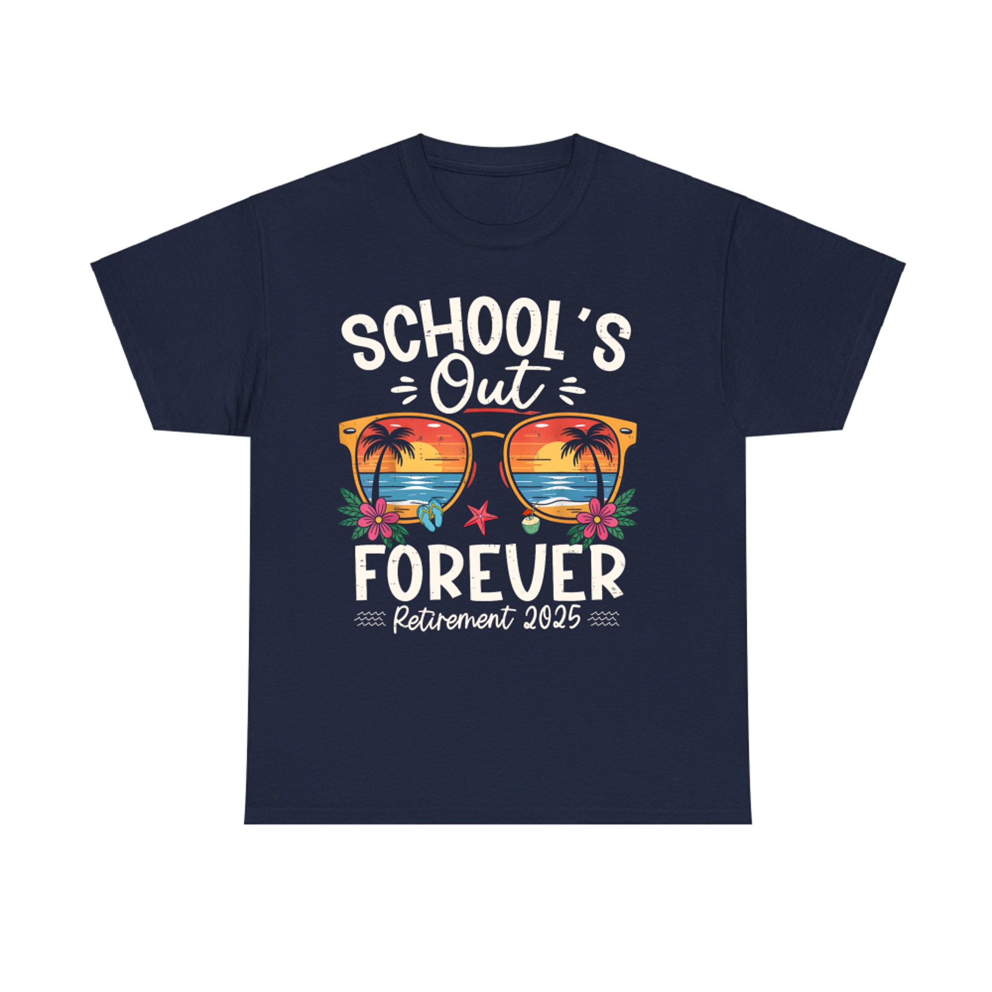 Retro School’s Out Forever Tropical Sunset Retirement T-Shirt