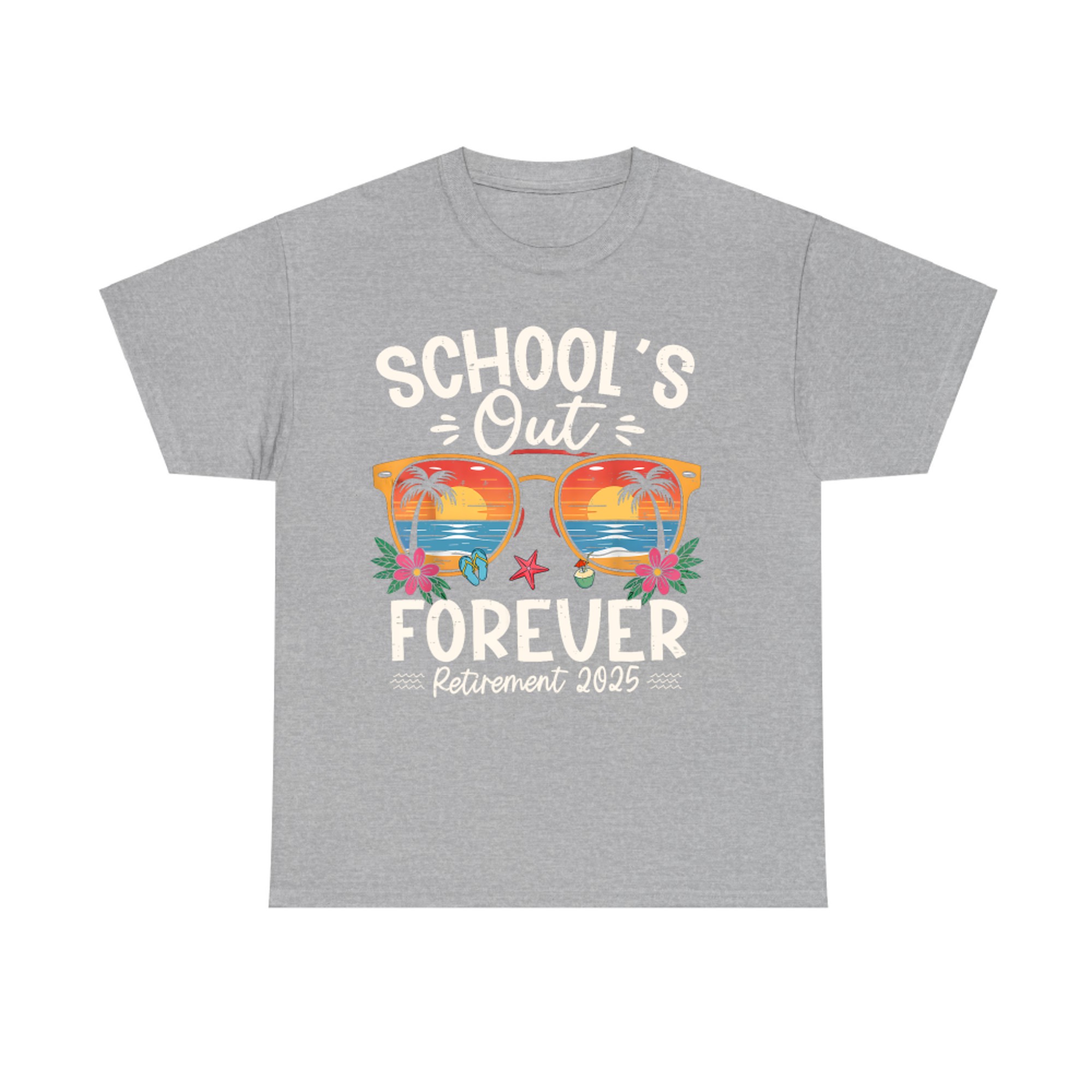Retro School’s Out Forever Tropical Sunset Retirement T-Shirt