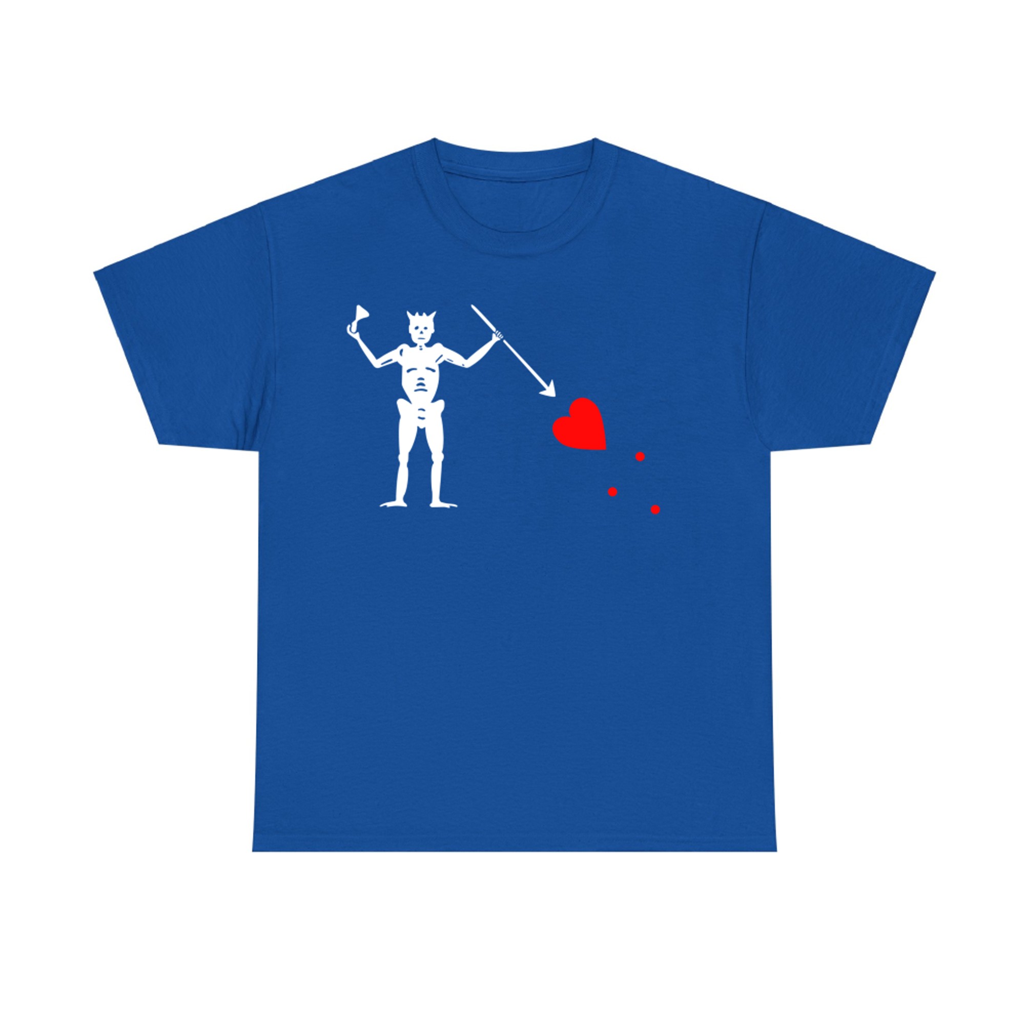 Blackbeard Pirate Flag Jolly Roger Skeleton Heart T-Shirt