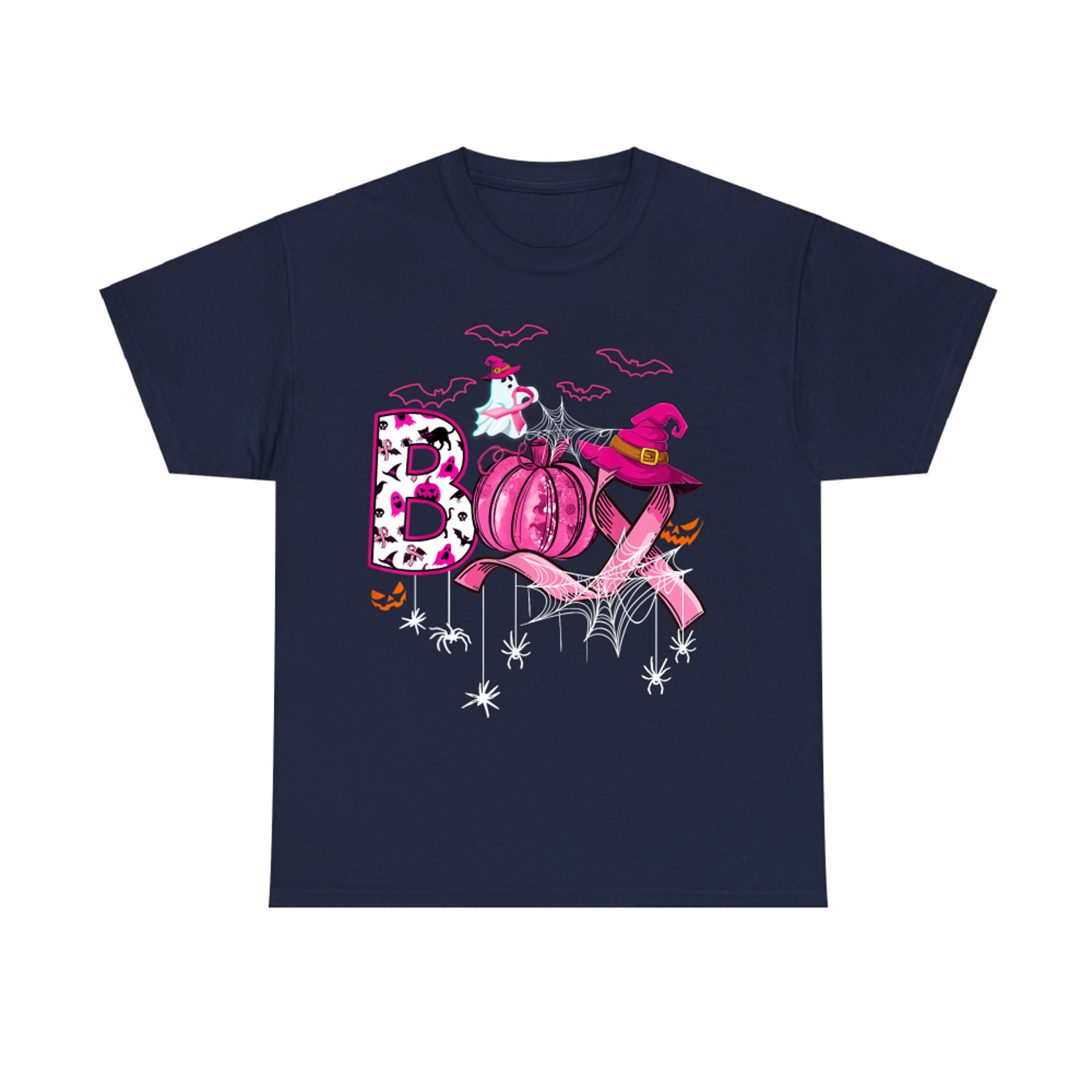 Boo Pink Ribbon Breast Cancer Awareness Halloween T-Shirt