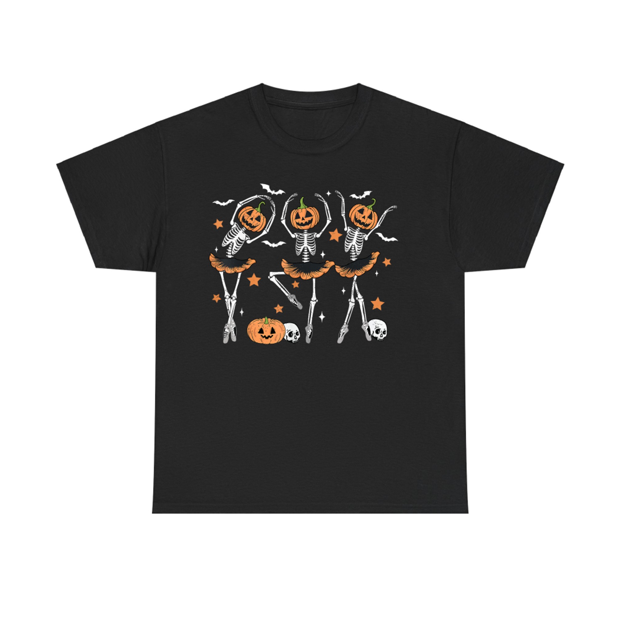 Pumpkin Head Skeleton Ballet Dancers Halloween Costume T-Shirt