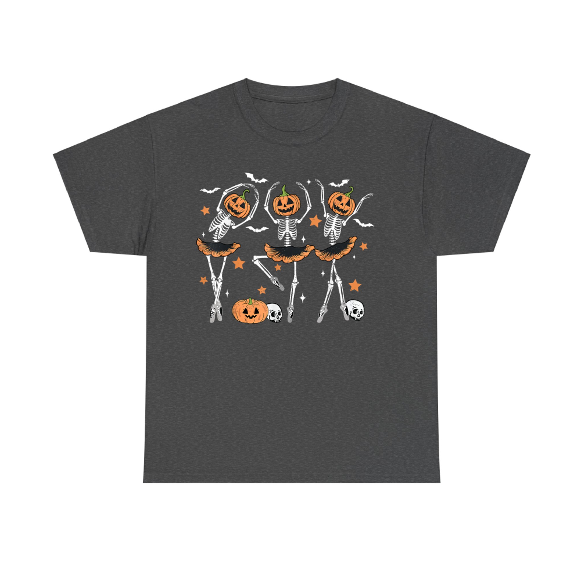 Pumpkin Head Skeleton Ballet Dancers Halloween Costume T-Shirt