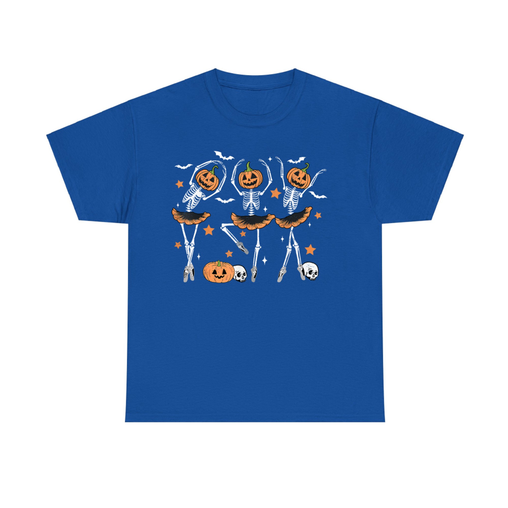 Pumpkin Head Skeleton Ballet Dancers Halloween Costume T-Shirt
