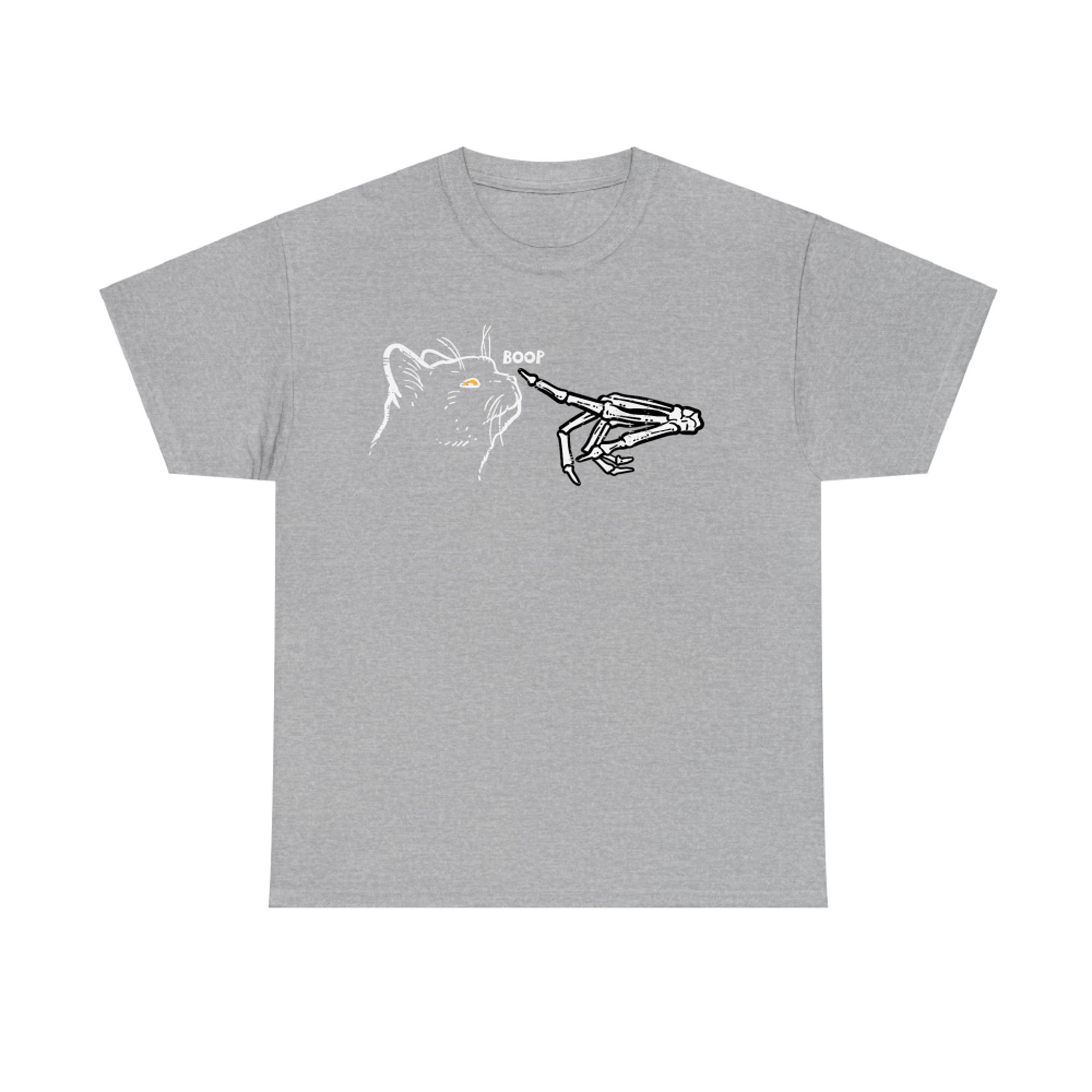 Skeleton Hand Boops Black Cat Funny Halloween T-Shirt