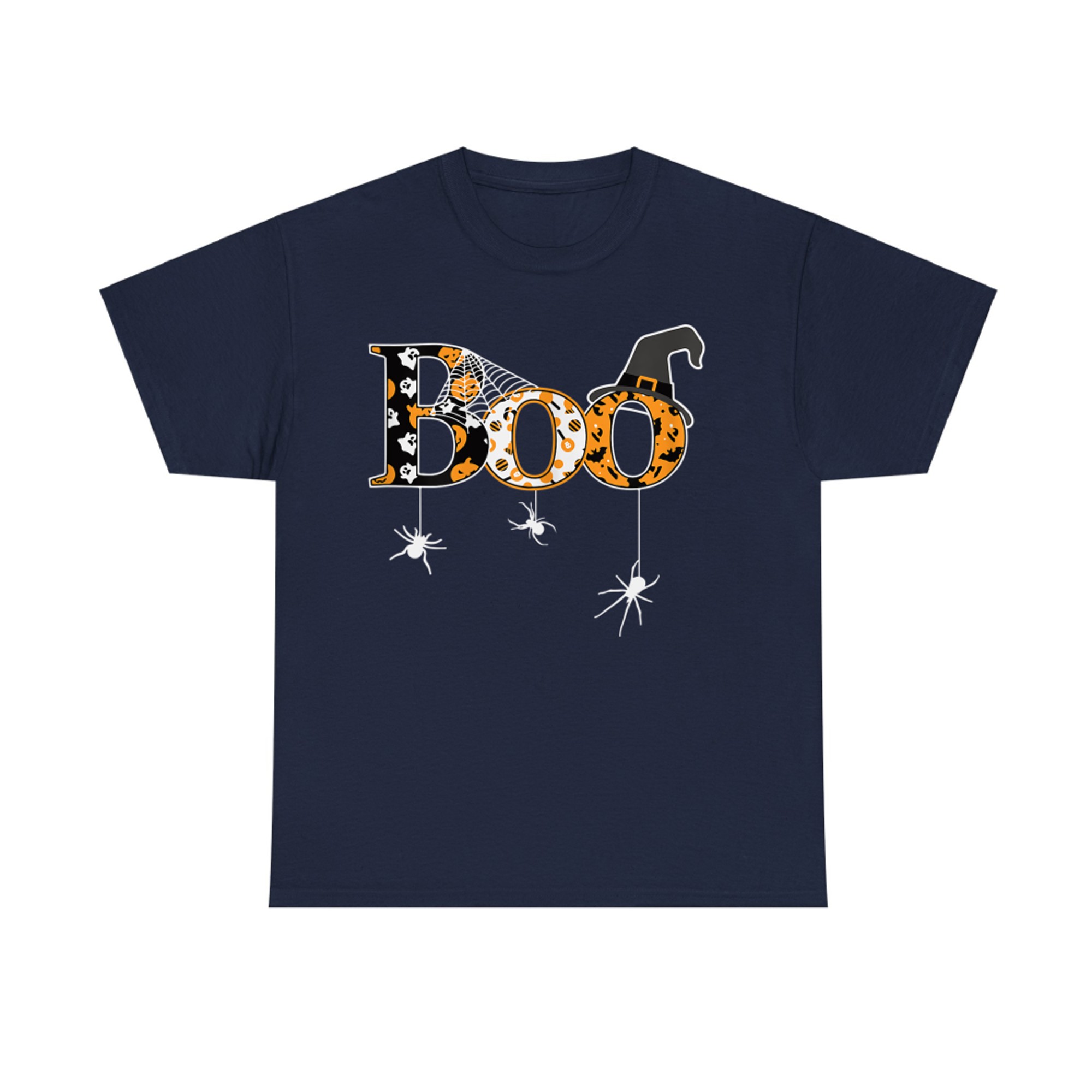 Boo Spider Web Halloween Costume Cute Ghost T-Shirt