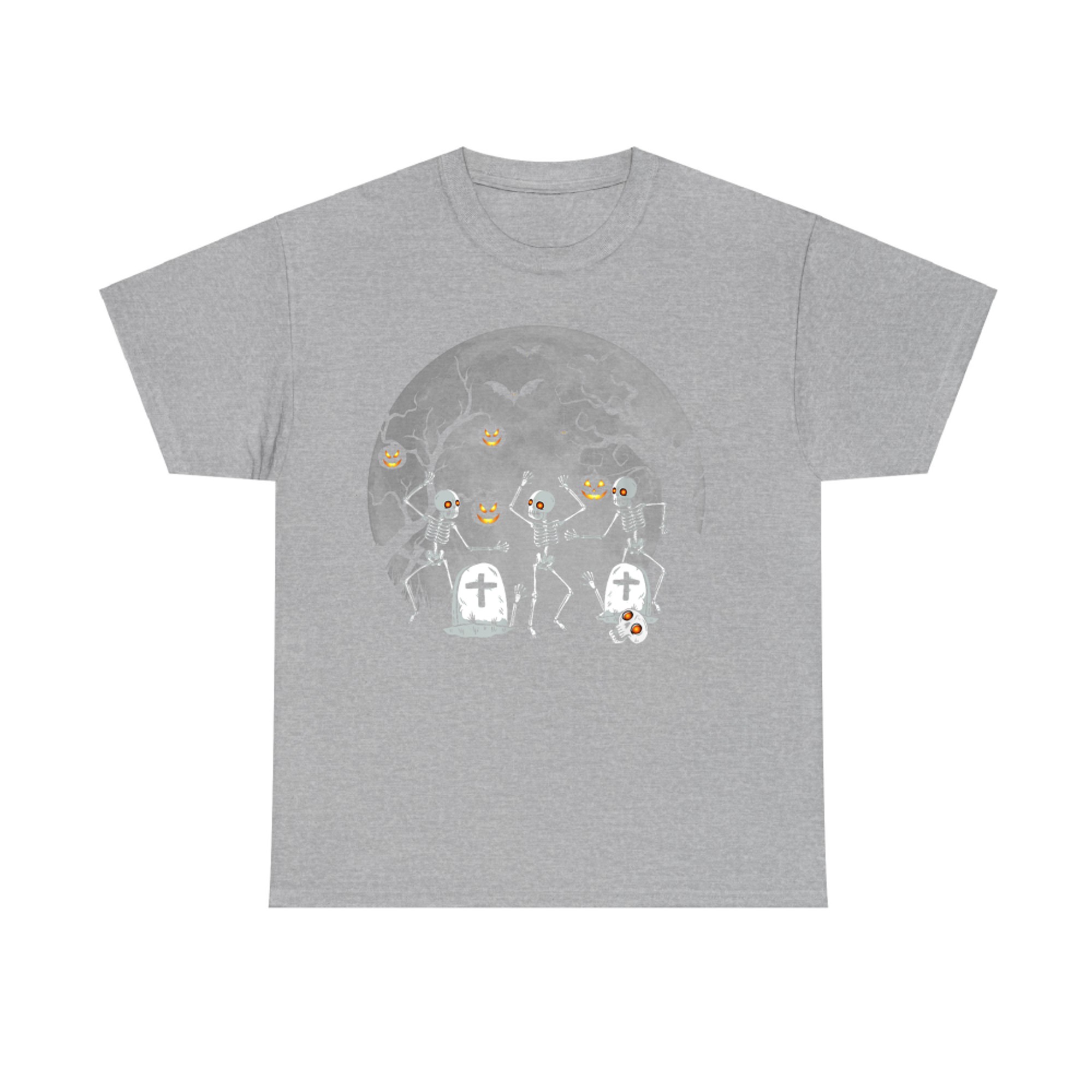 Dancing Skeletons Moon Graveyard Halloween Scene T-Shirt