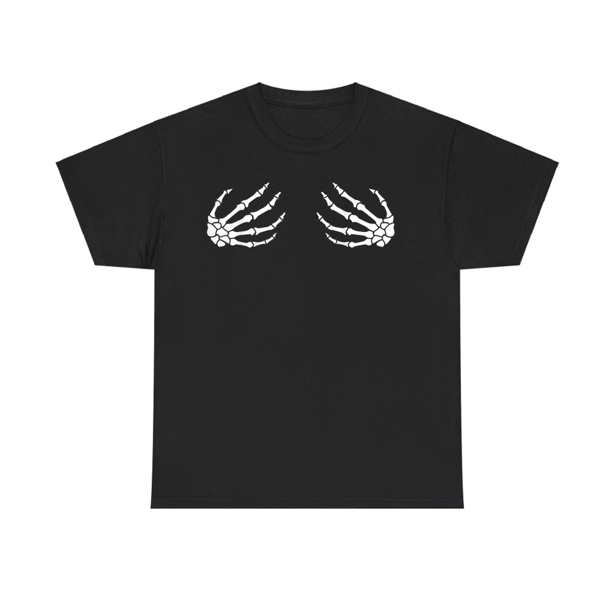 Funny Skeleton Hands Boob Halloween Women’s Spooky T-Shirt