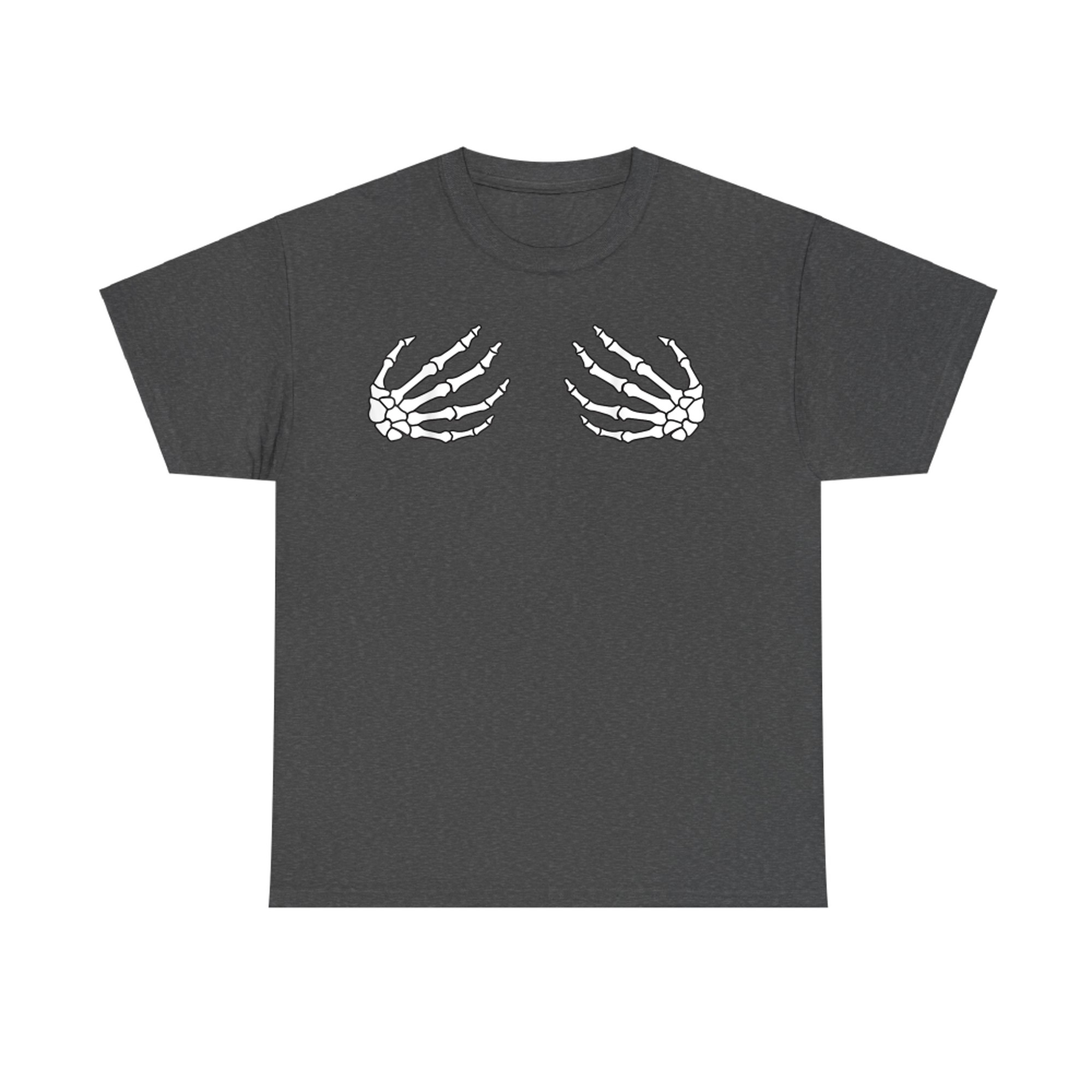 Funny Skeleton Hands Boob Halloween Women’s Spooky T-Shirt