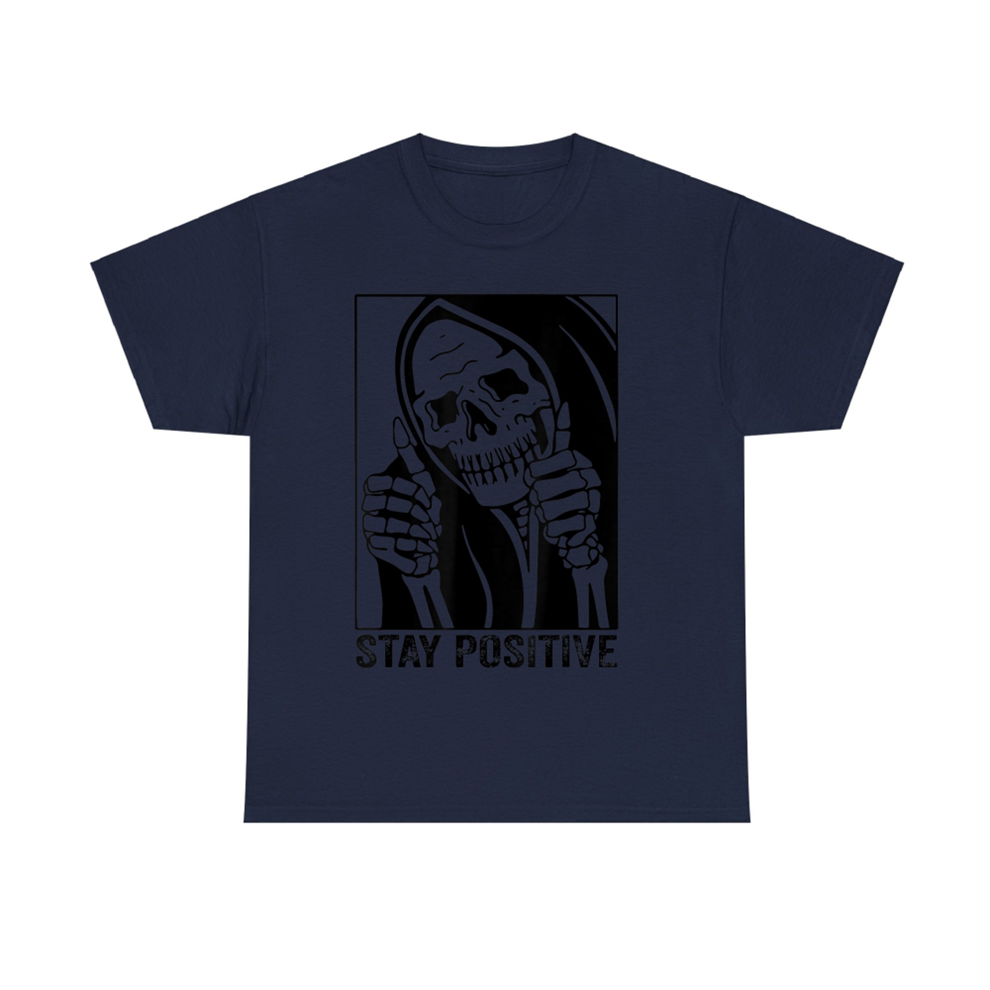 Funny Stay Positive Grim Reaper Skeleton Jail Halloween T-Shirt