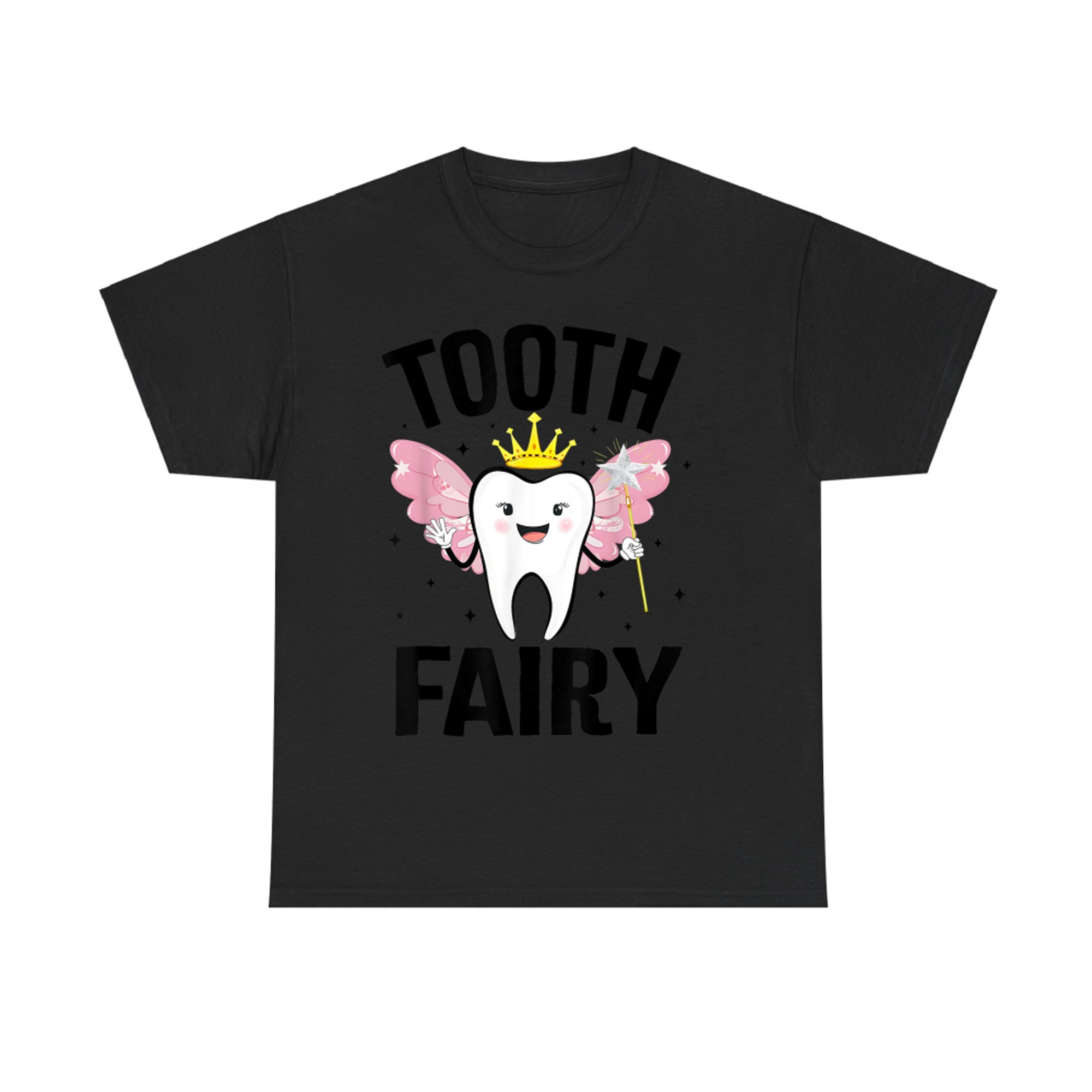 Funny Tooth Fairy Costume Cute Cartoon Crown Wings T-Shirt