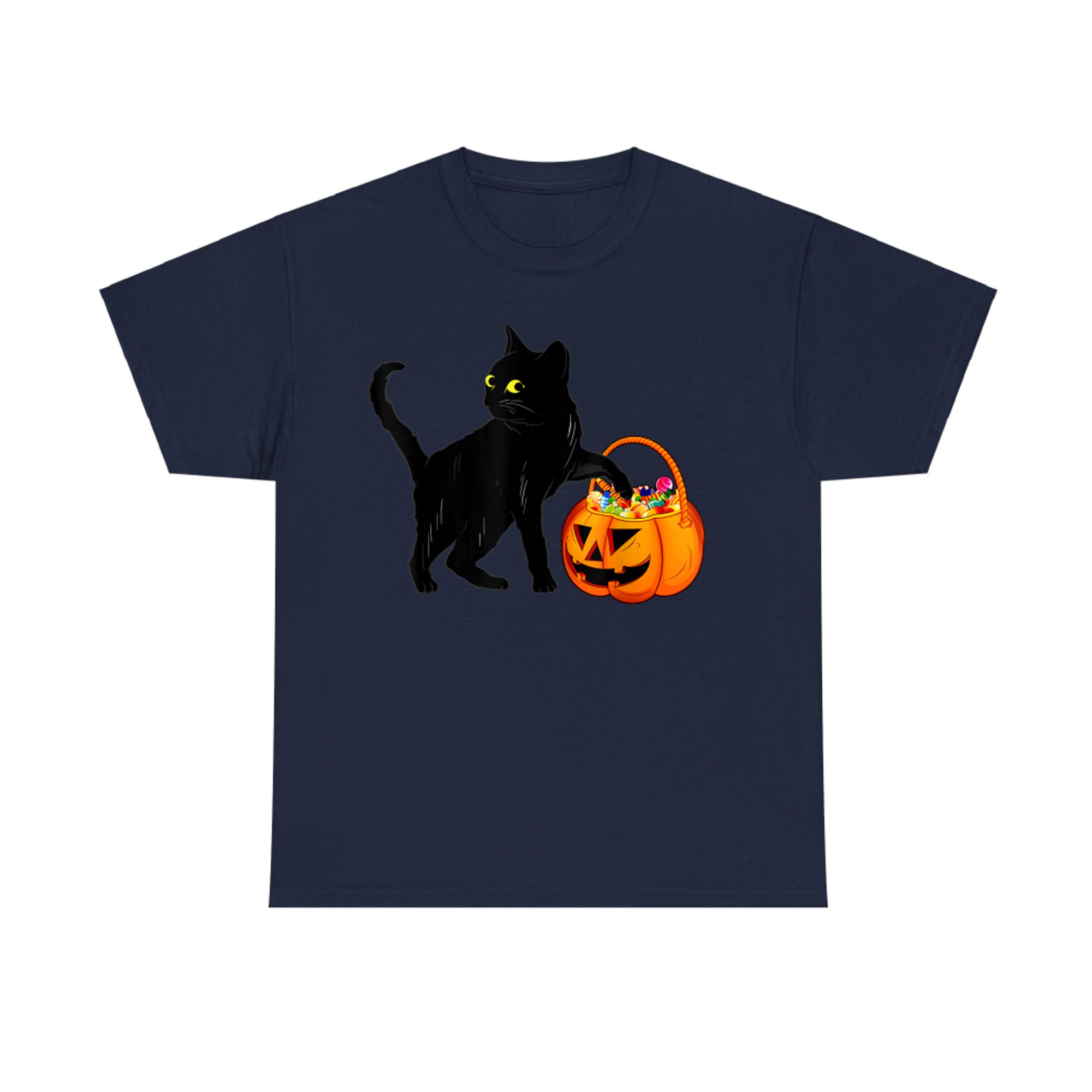 Halloween Black Cat Jack O' Lantern Pumpkin Sweet Candy T-Shirt