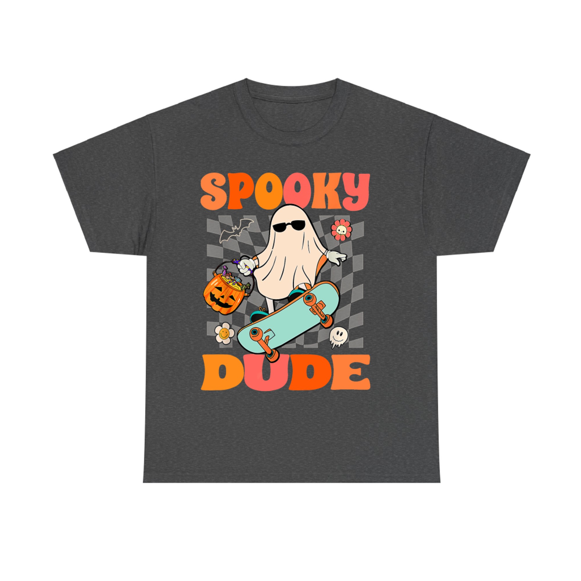 Spooky Dude Halloween Cool Skateboard Ghost Graphic T-Shirt