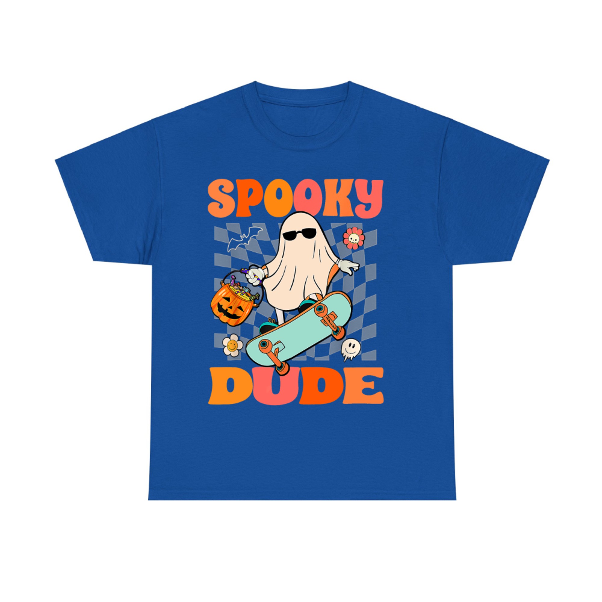 Spooky Dude Halloween Cool Skateboard Ghost Graphic T-Shirt