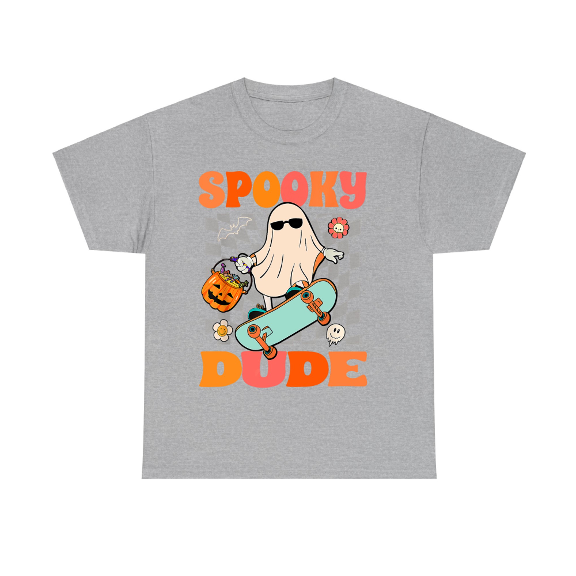 Spooky Dude Halloween Cool Skateboard Ghost Graphic T-Shirt