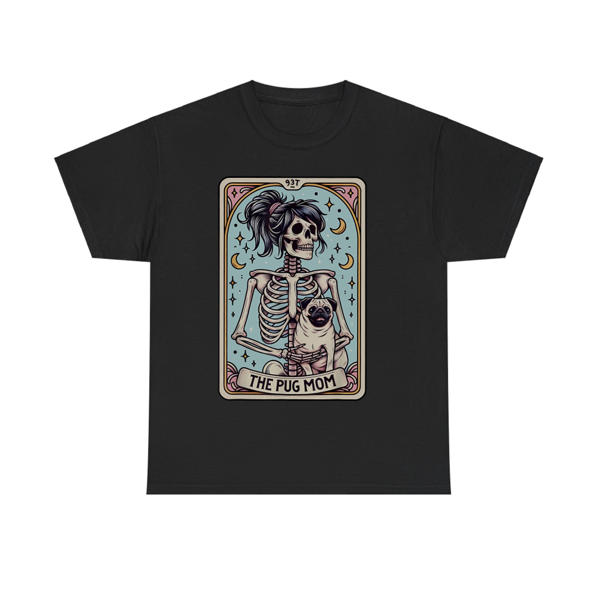 Witchy Skeleton Pug Mom Tarot Halloween T-Shirt