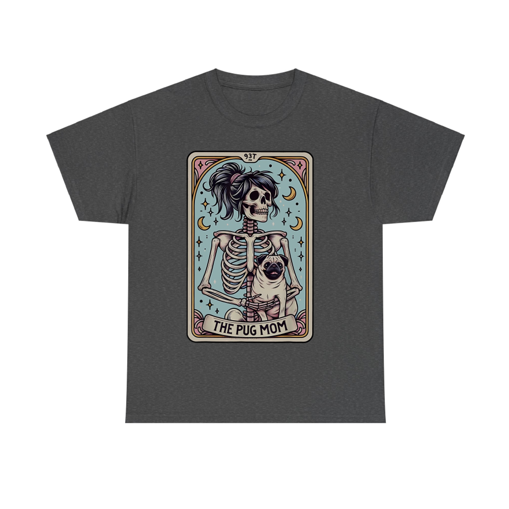 Witchy Skeleton Pug Mom Tarot Halloween T-Shirt