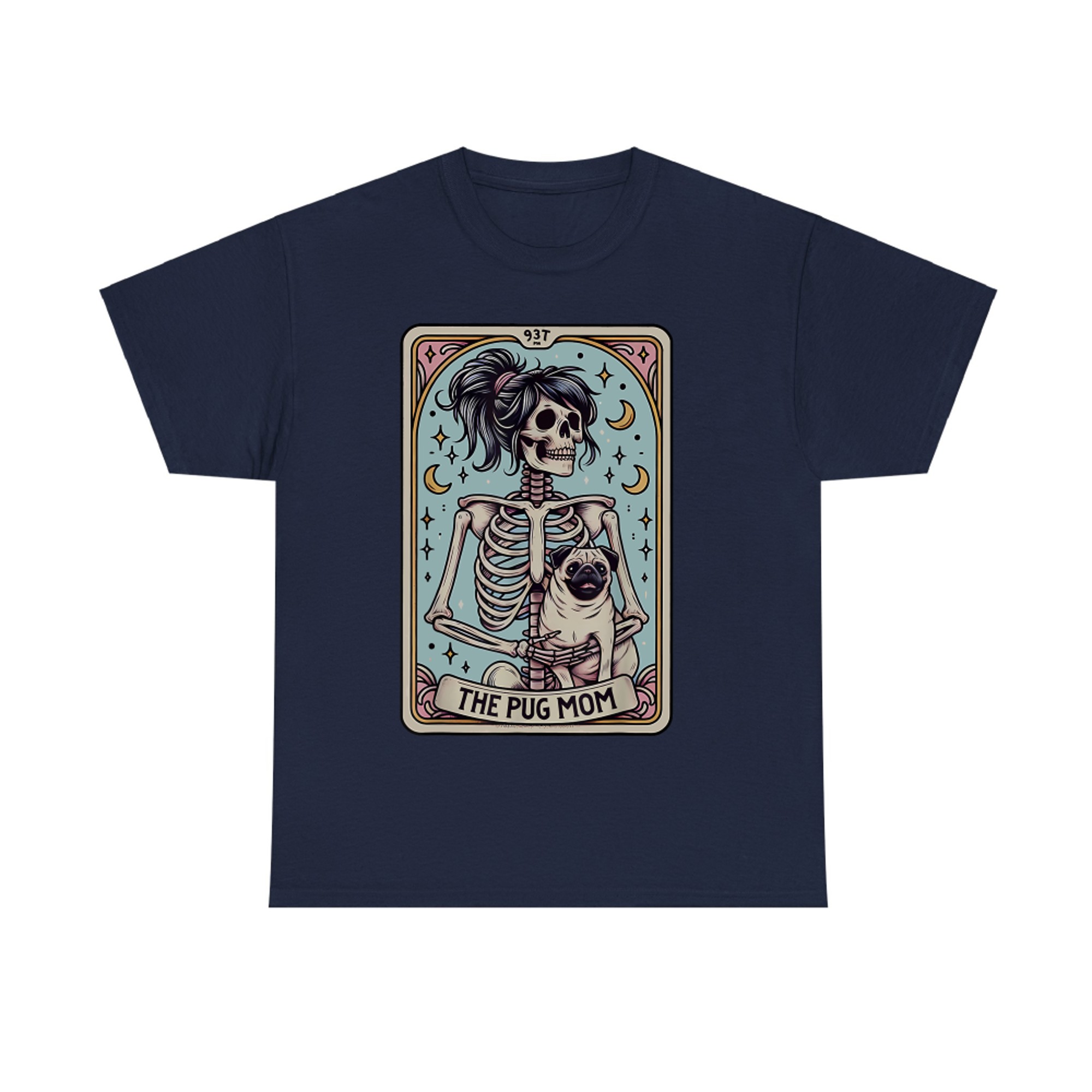 Witchy Skeleton Pug Mom Tarot Halloween T-Shirt