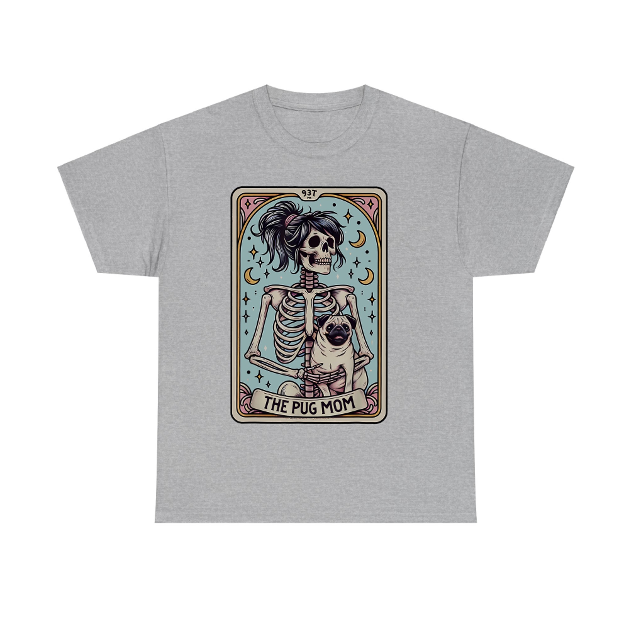Witchy Skeleton Pug Mom Tarot Halloween T-Shirt