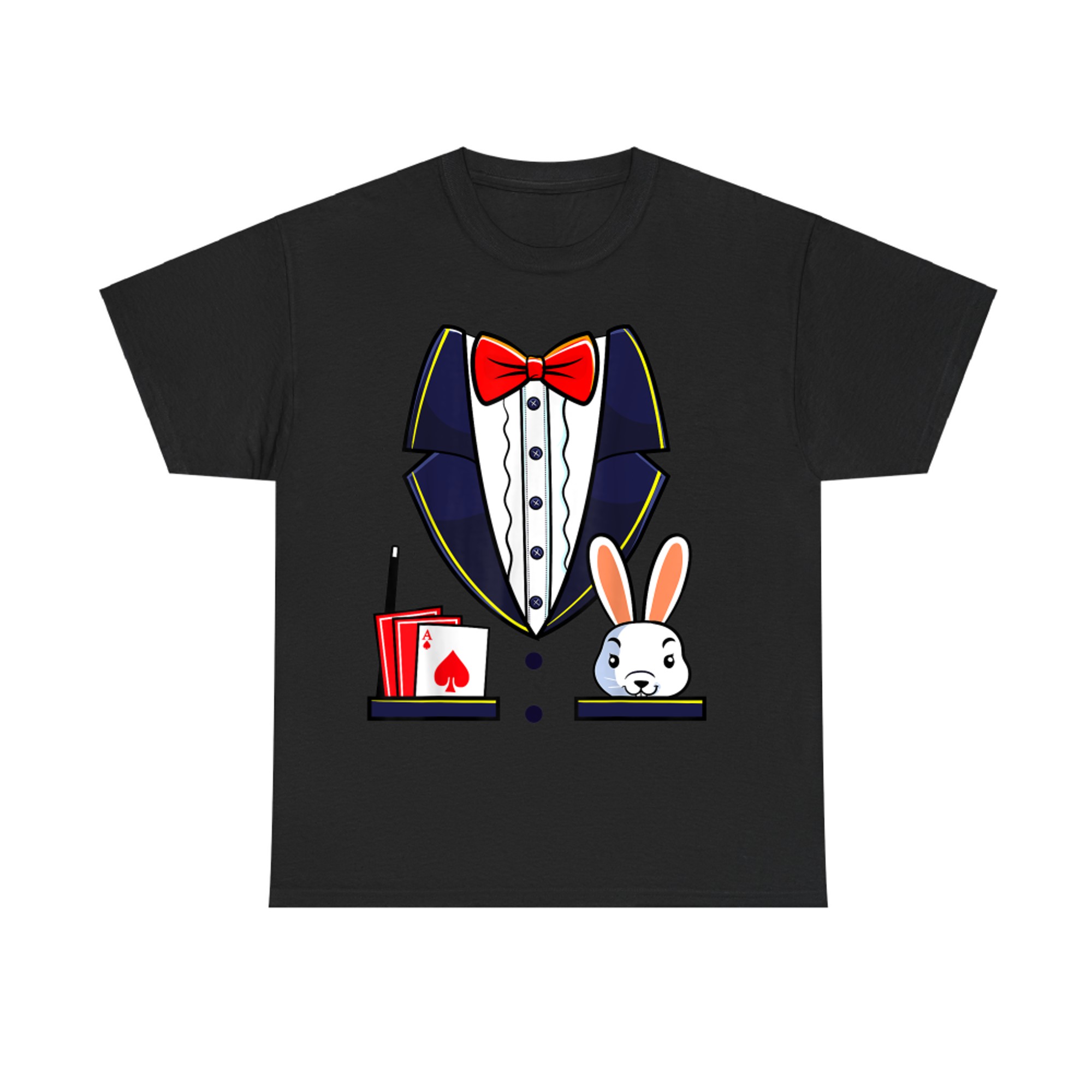 Funny Halloween Magician Costume Tuxedo Rabbit Cards T-Shirt