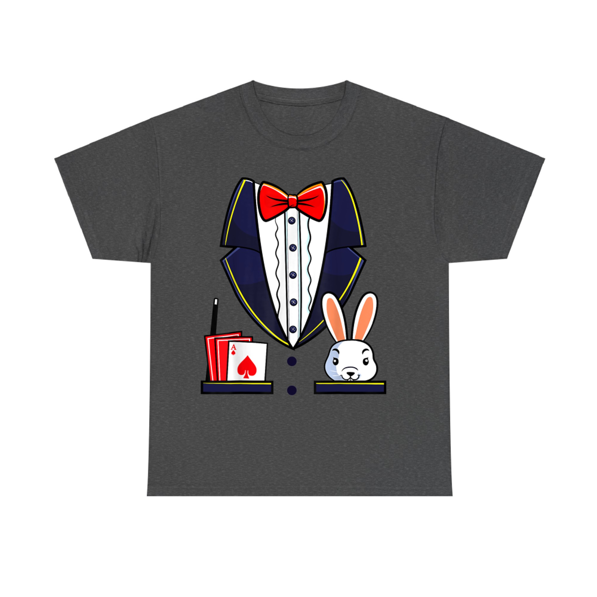 Funny Halloween Magician Costume Tuxedo Rabbit Cards T-Shirt
