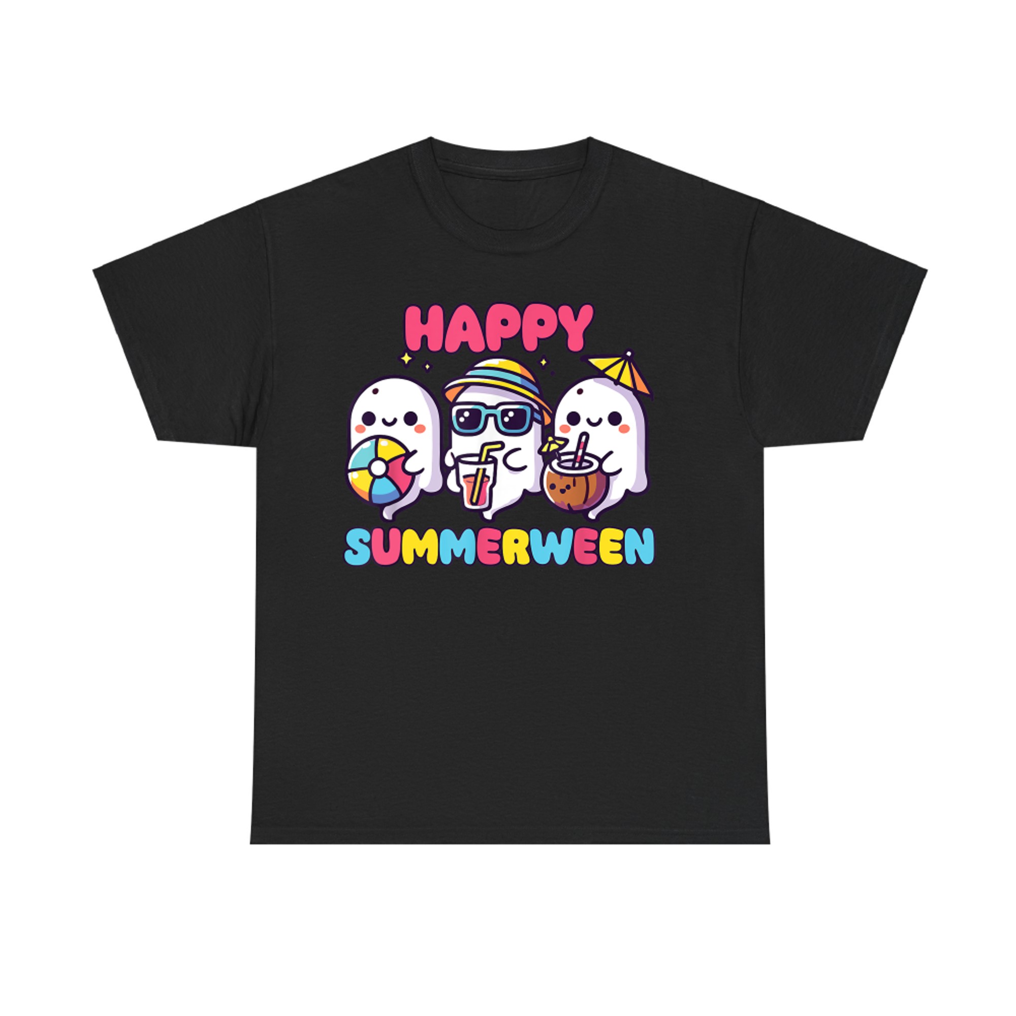 Happy Summerween Cute Kawaii Ghosts Halloween in Summer T-Shirt