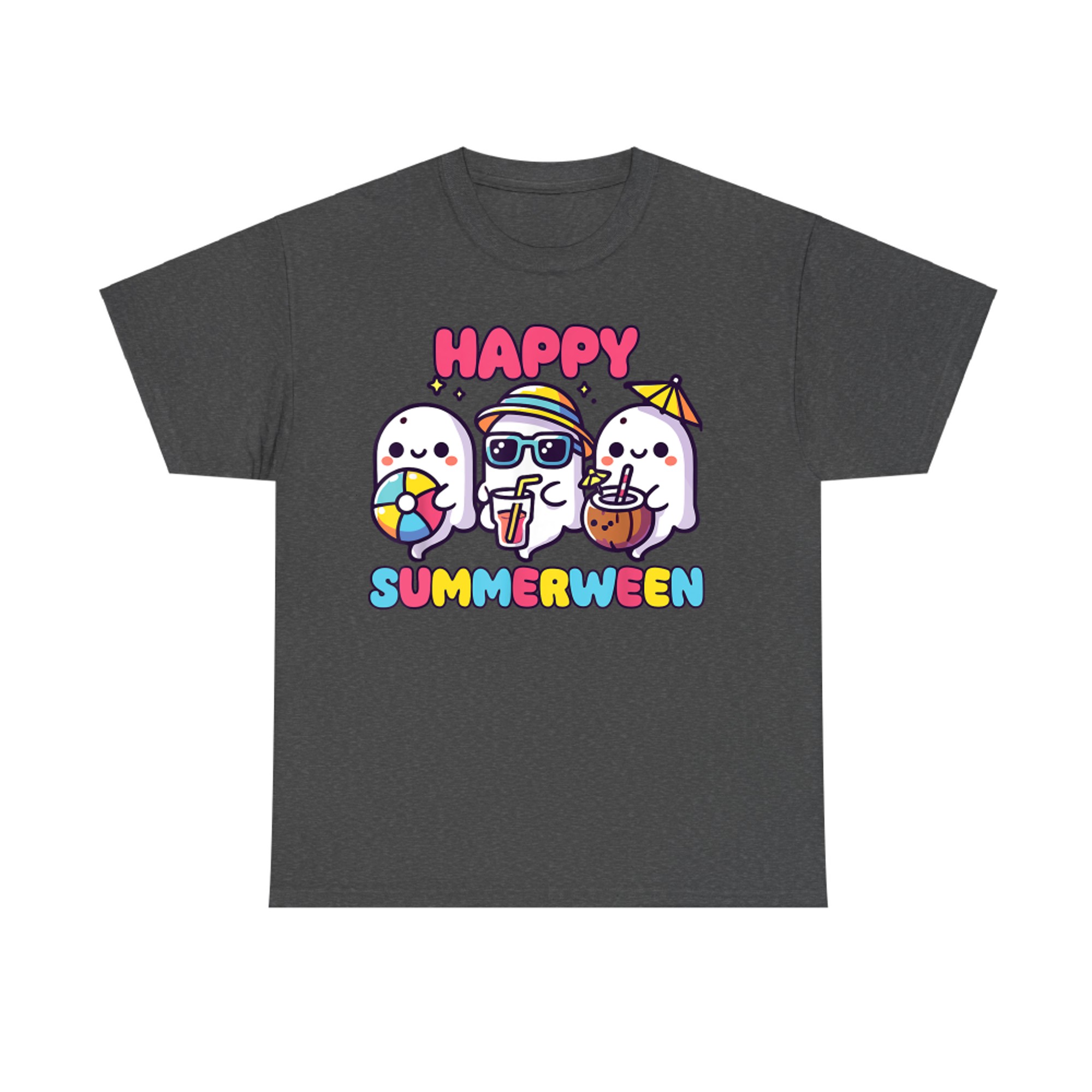 Happy Summerween Cute Kawaii Ghosts Halloween in Summer T-Shirt