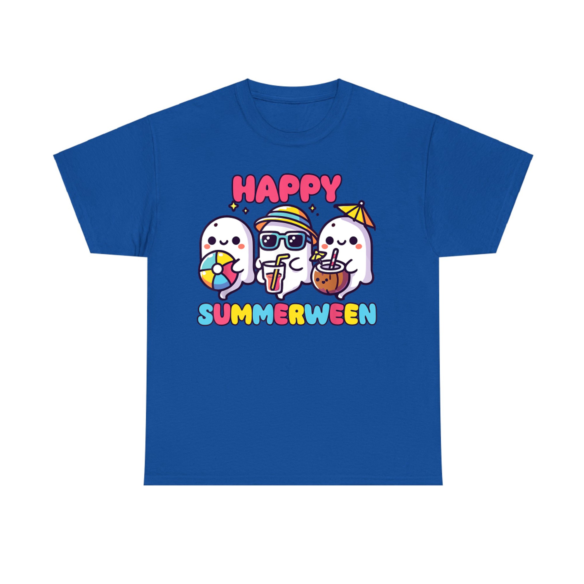 Happy Summerween Cute Kawaii Ghosts Halloween in Summer T-Shirt