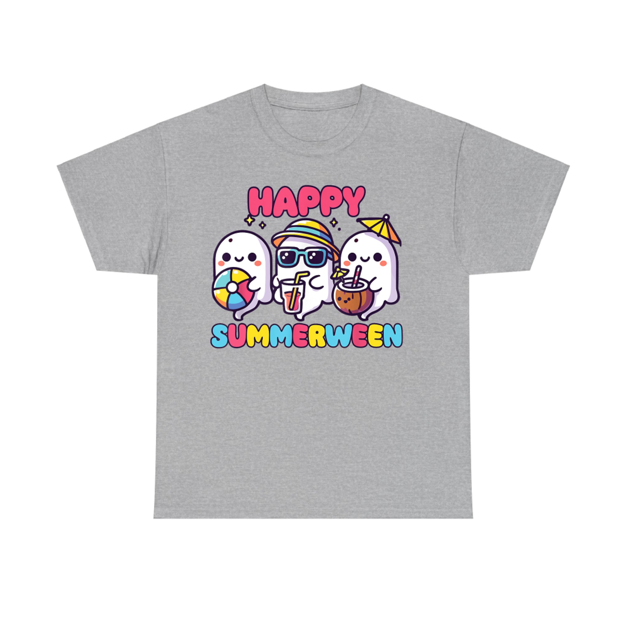 Happy Summerween Cute Kawaii Ghosts Halloween in Summer T-Shirt