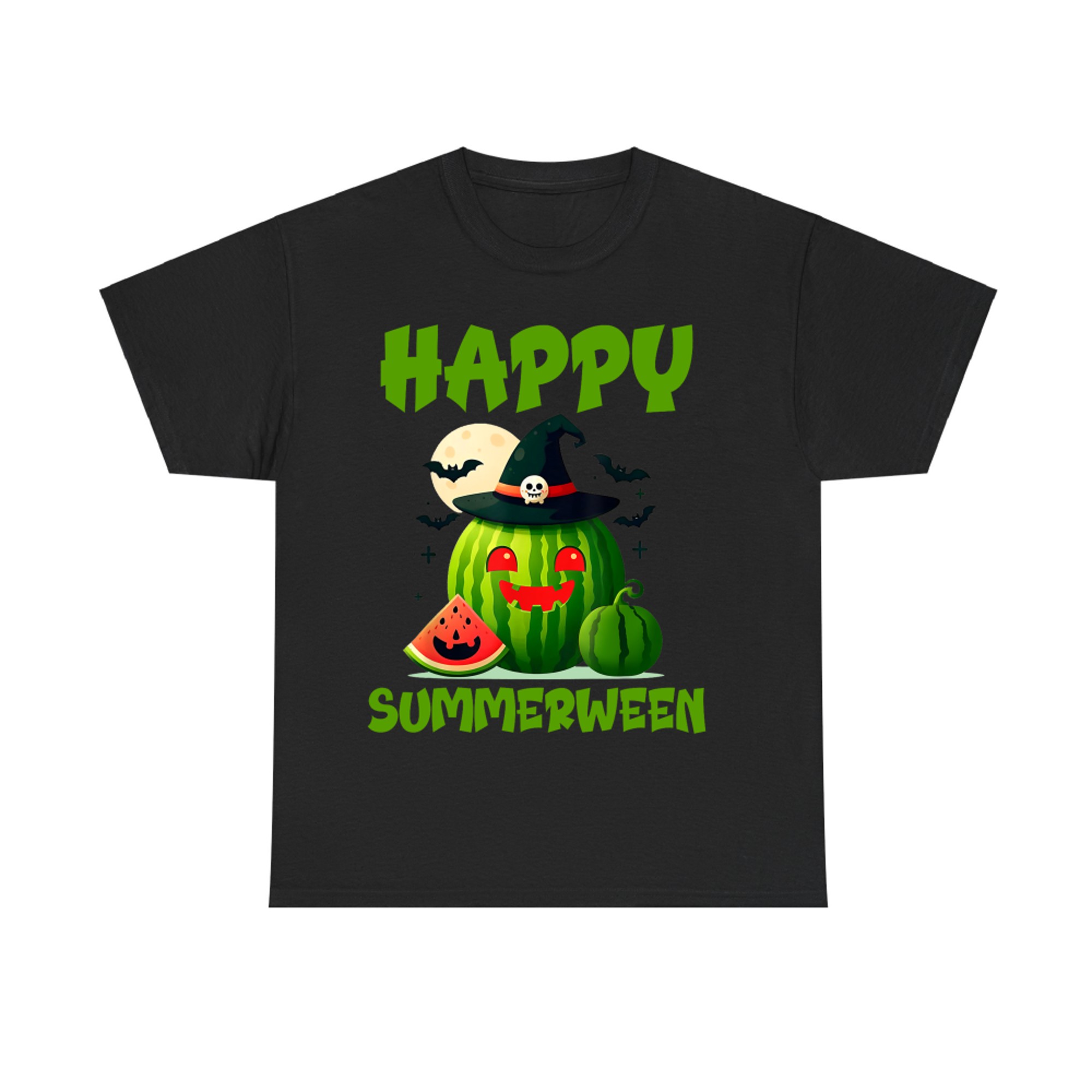 Happy Summerween Funny Watermelon Jack-o'-Lantern Witch T-Shirt