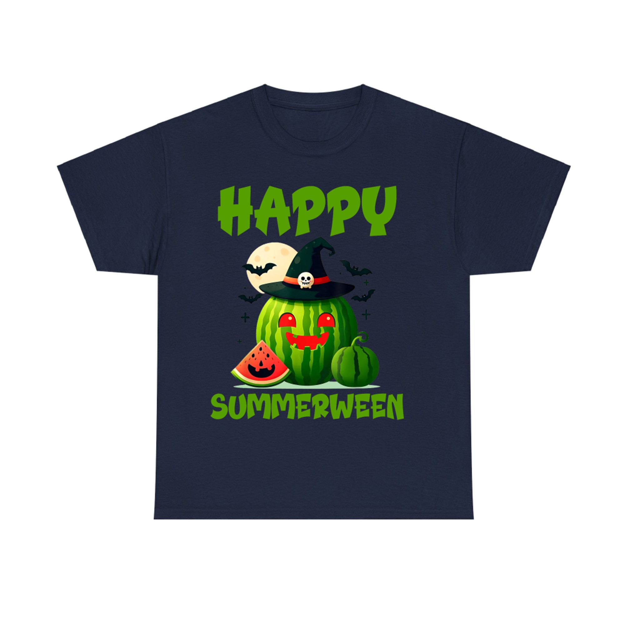 Happy Summerween Funny Watermelon Jack-o'-Lantern Witch T-Shirt