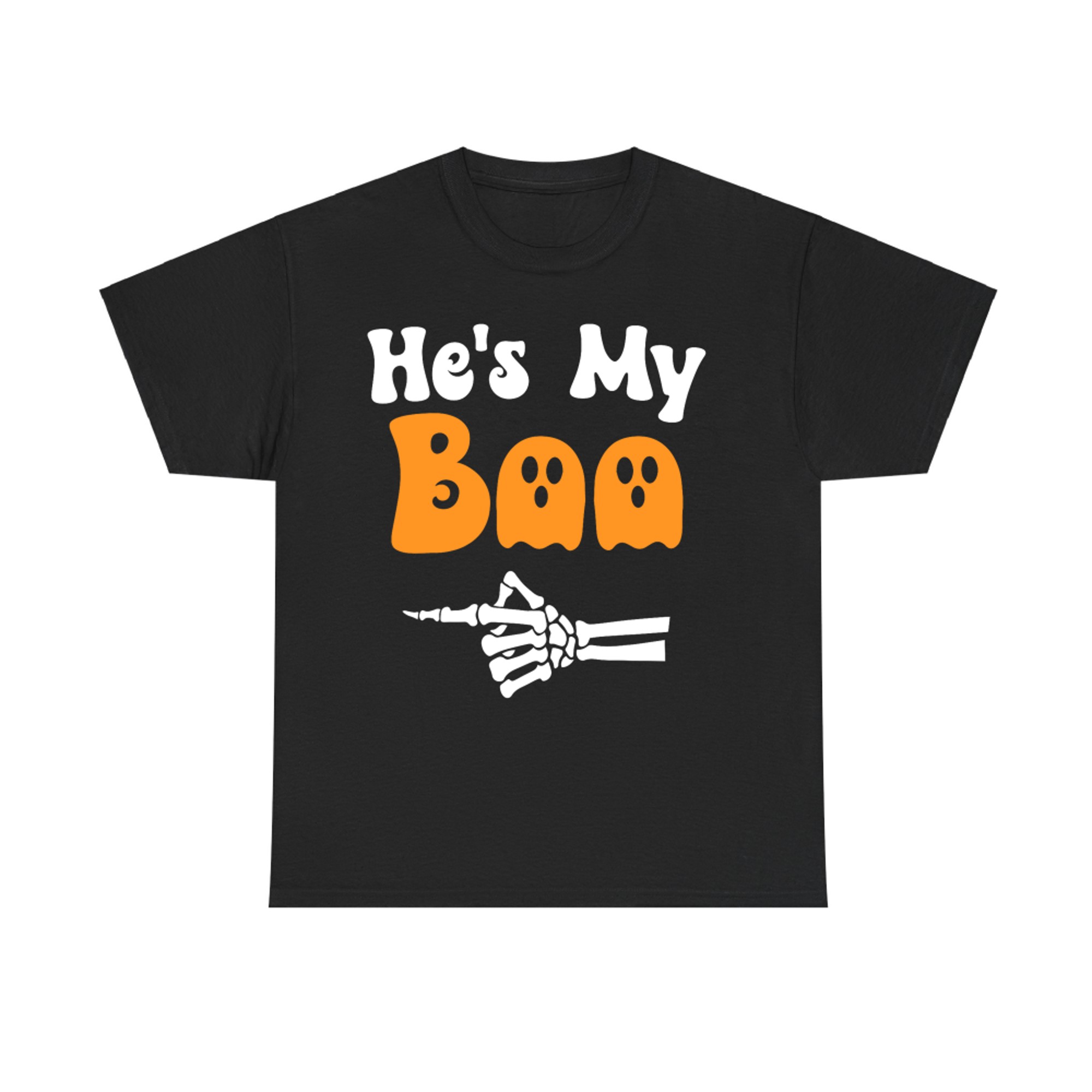 He’s My Boo Matching Halloween Cute Couple Skeleton Ghost T-Shirt