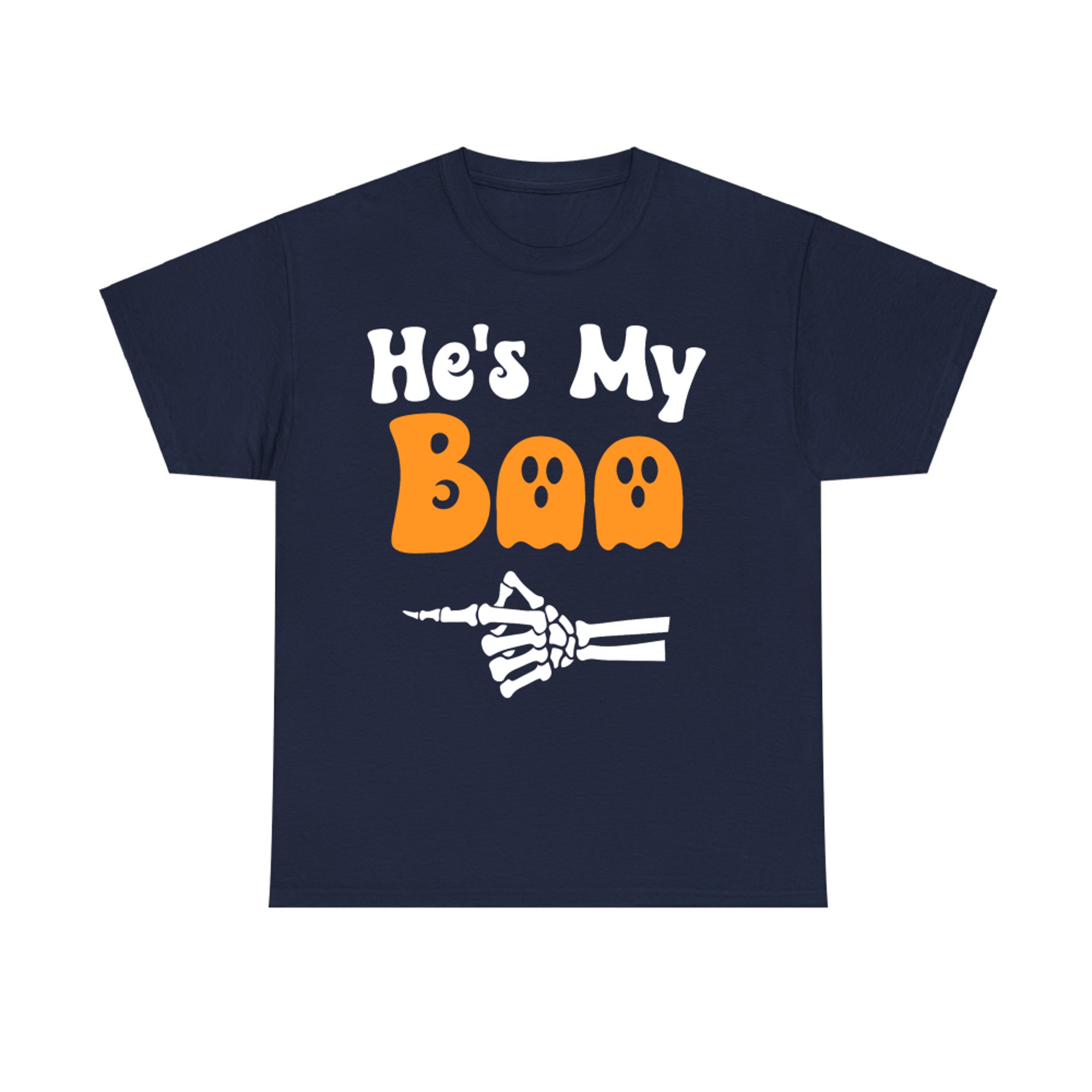 He’s My Boo Matching Halloween Cute Couple Skeleton Ghost T-Shirt