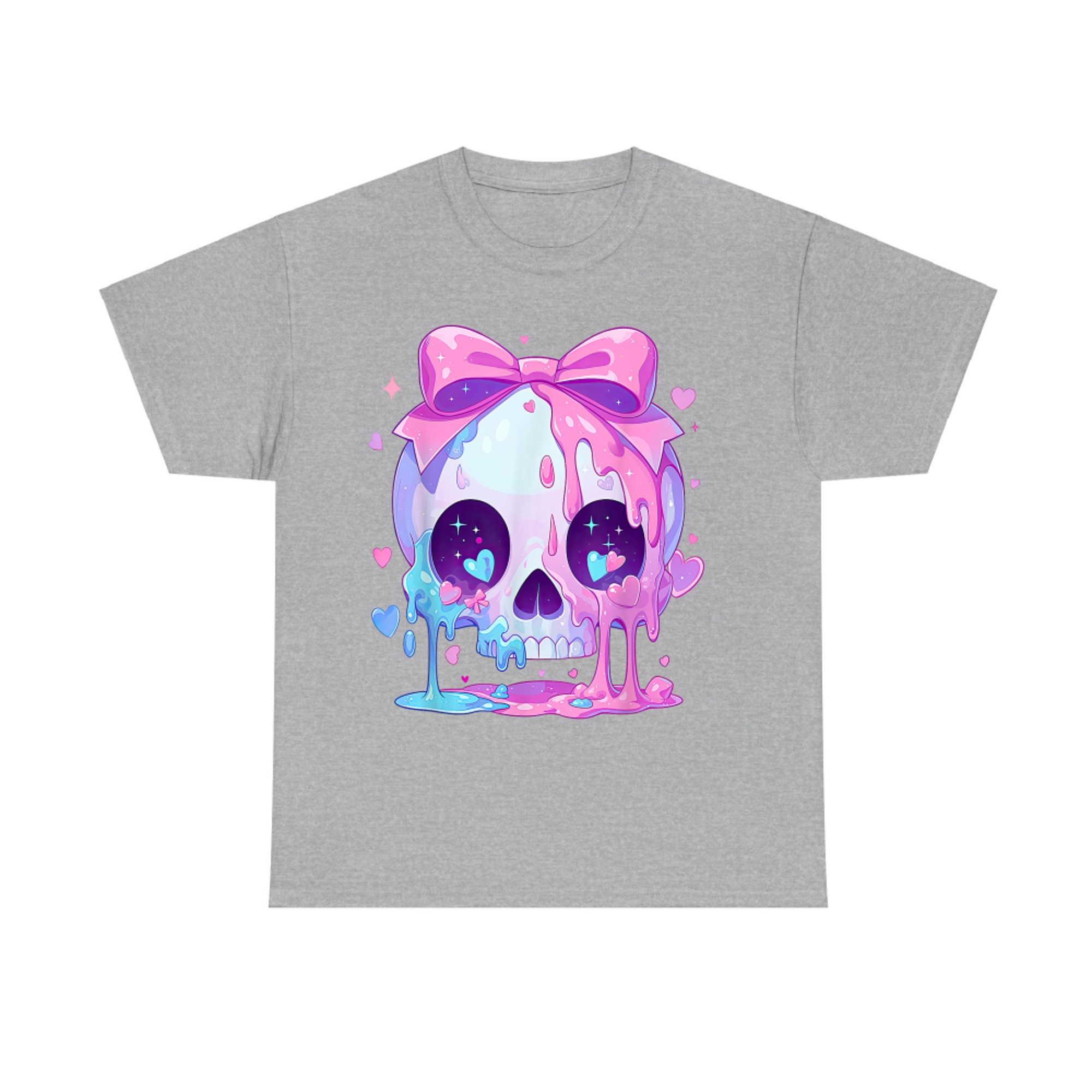 Kawaii Pastel Goth Creepy Cute Melty Pink Skull T-Shirt