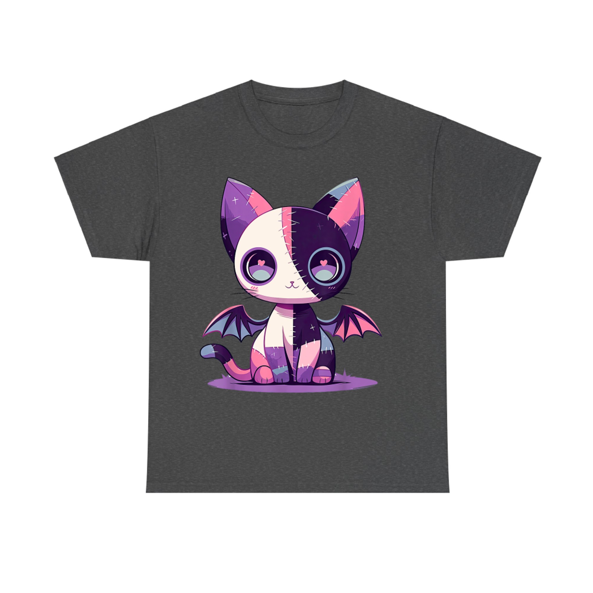 Kawaii Patchwork Zombie Cat with Bat Wings Creepy Cute T-Shirt